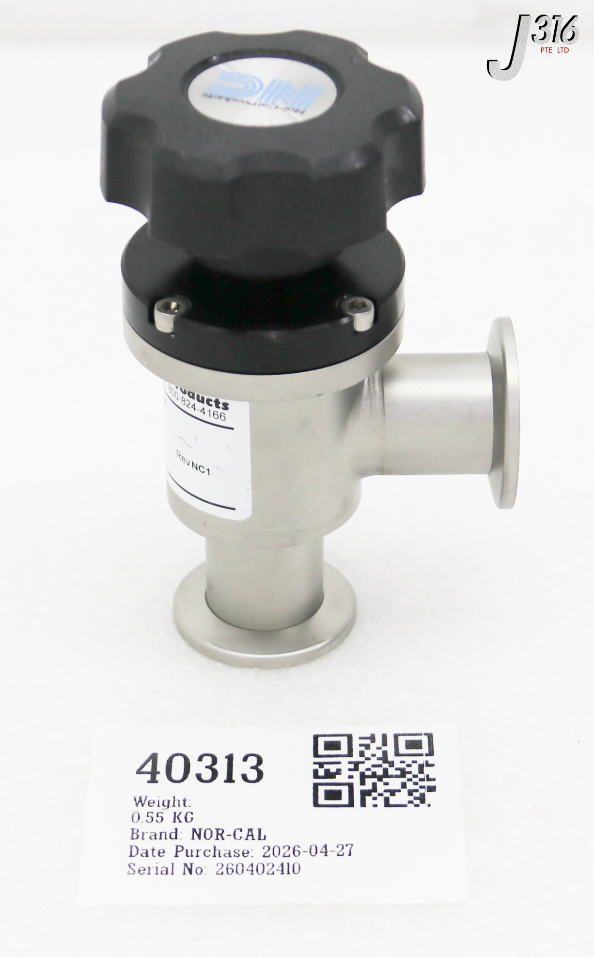 40313 APPLIED MATERIALS NOR-CAL, MANUAL ANGLE VALVE 3870-02685