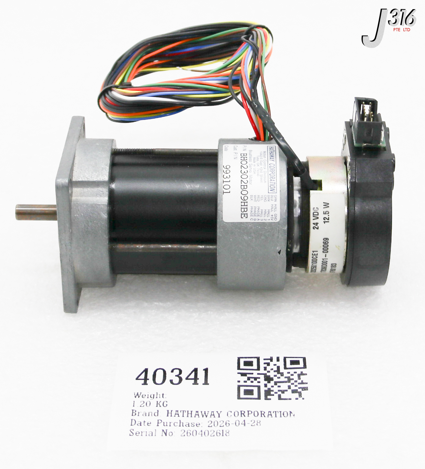 40341 HATHAWAY CORPORATION BRUSHLESS SERVO MOTOR W/ GEARHEAD & OPTICAL ENCODER BHO2302B09HBE