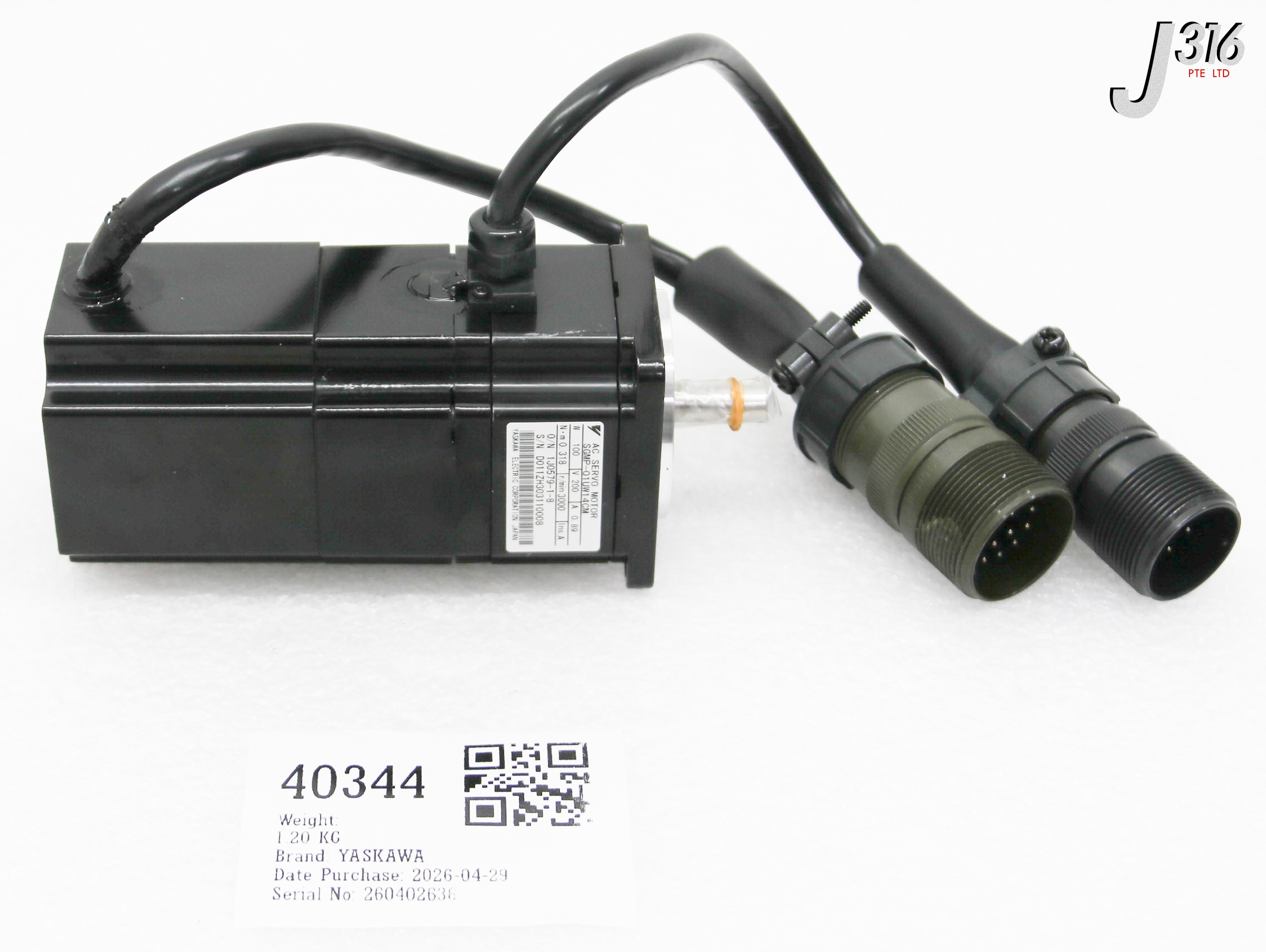40344 YASKAWA AC SERVO MOTOR (NEW) SGMP-01UW14CM