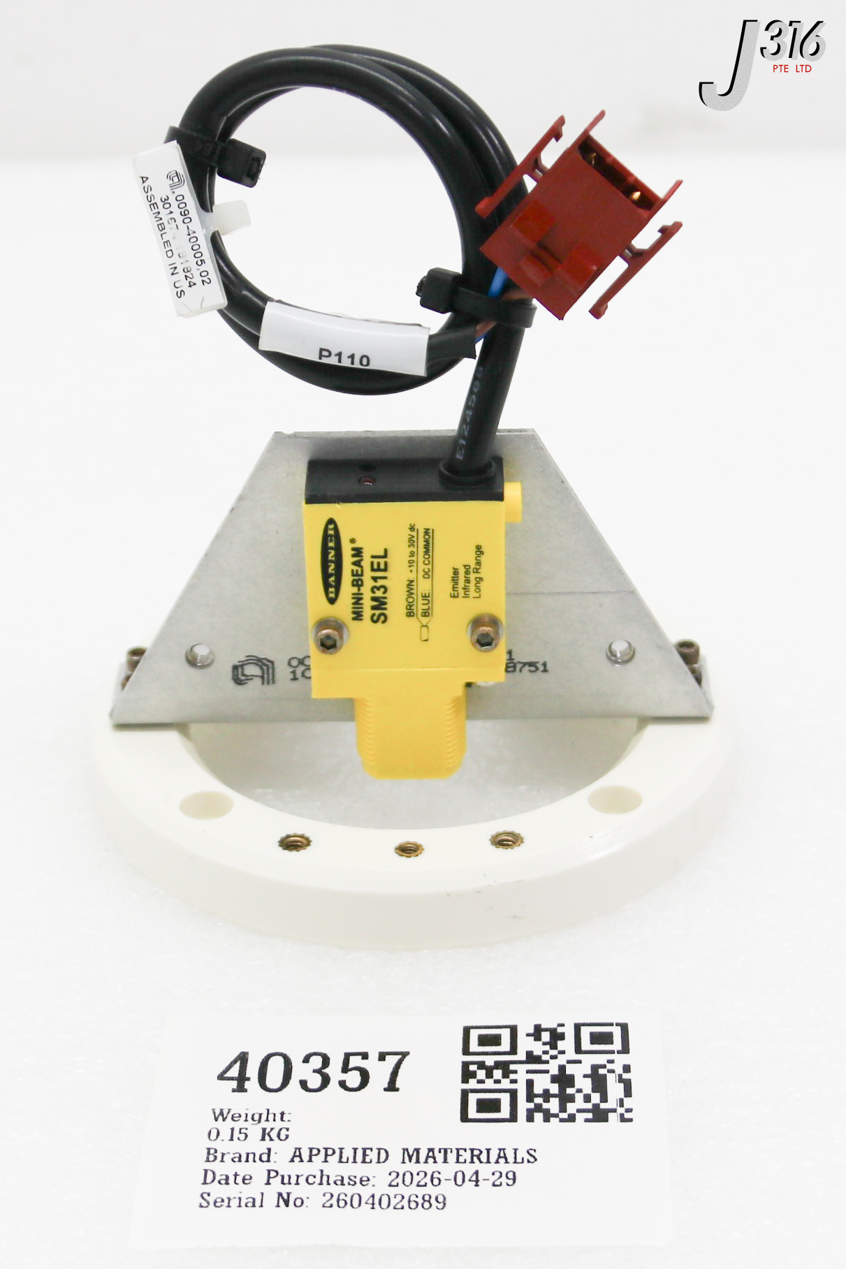 40357 APPLIED MATERIALS MINI-BEAM EMITTER SM31EL, HOLDOWN RING, VIEWPORT 0030-70084