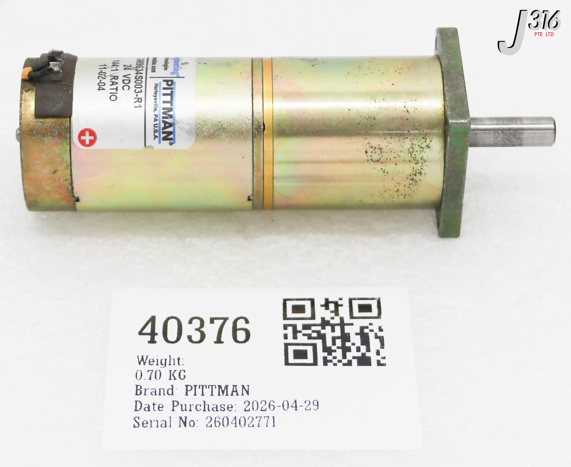 40376 PITTMAN GEARED MOTOR, 144:1 RATIO GM9634S003-R1
