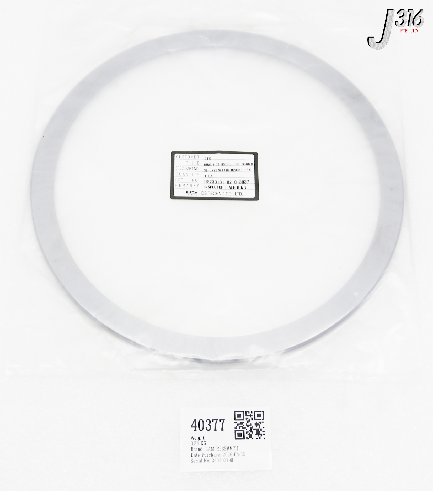 40377 LAM RESEARCH RING, HOT EDGE SI, DFC 300MM (NEW) 716-023013-037