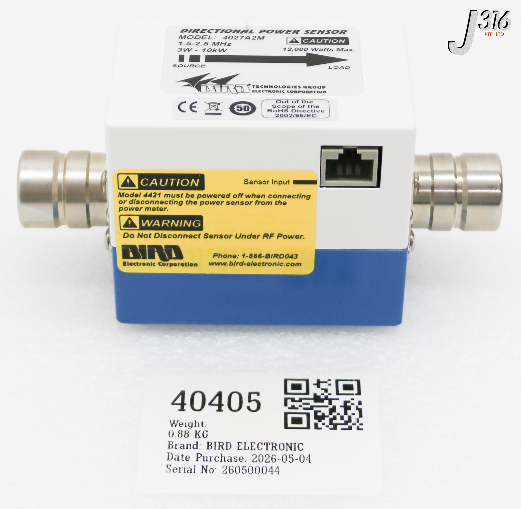 40405 BIRD ELECTRONIC DIRECTIONAL POWER SENSOR, LAM RESEARCH P/N: 685-017617-002 4027A2M
