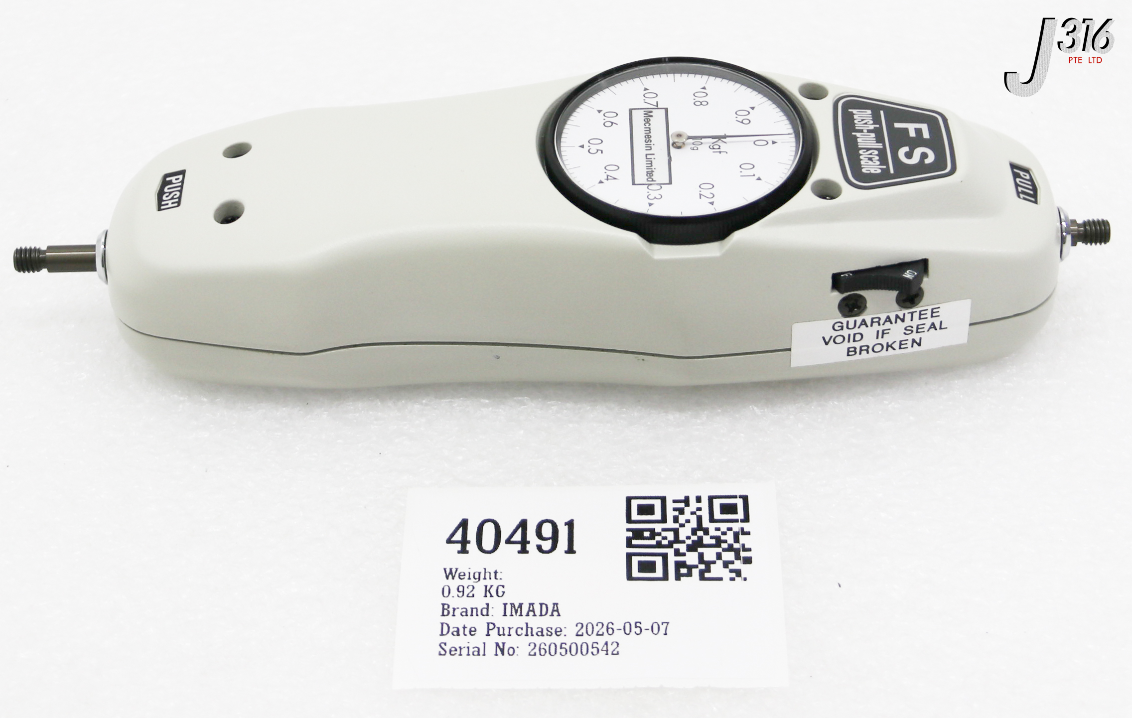 40491 IMADA MECHANICAL PUSH-PULL FORCE GAUGE FS-1K