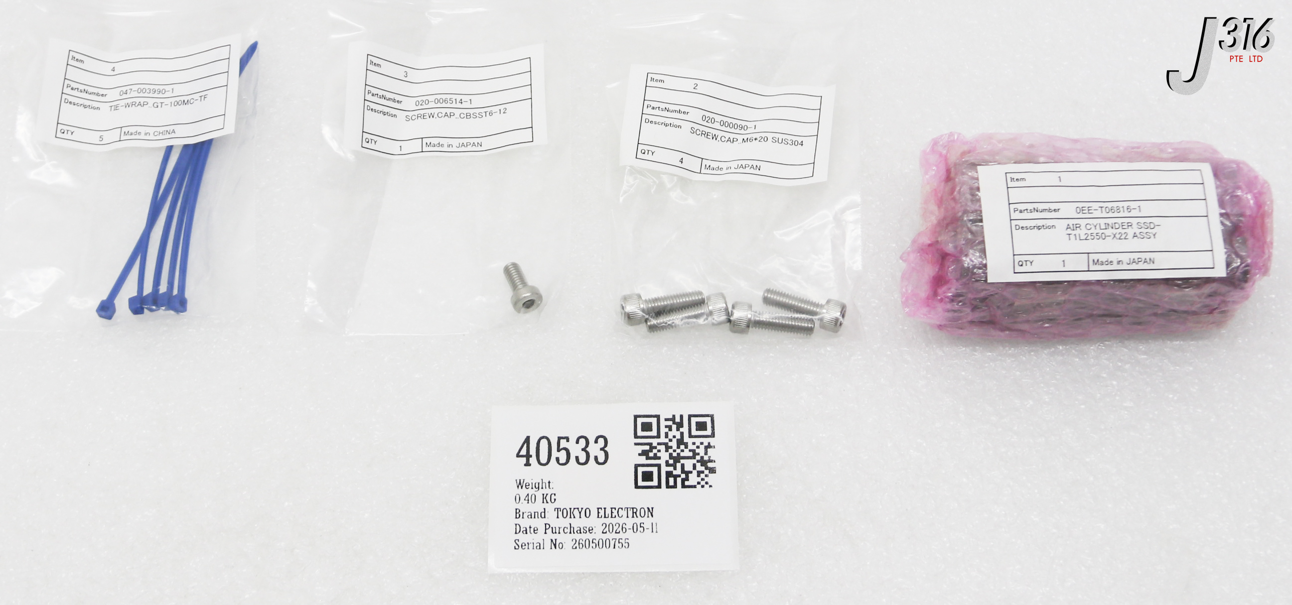 40533 TOKYO ELECTRON MODIFY SET, CYLINDER(S-C).. (NEW) CT5085-433895-11