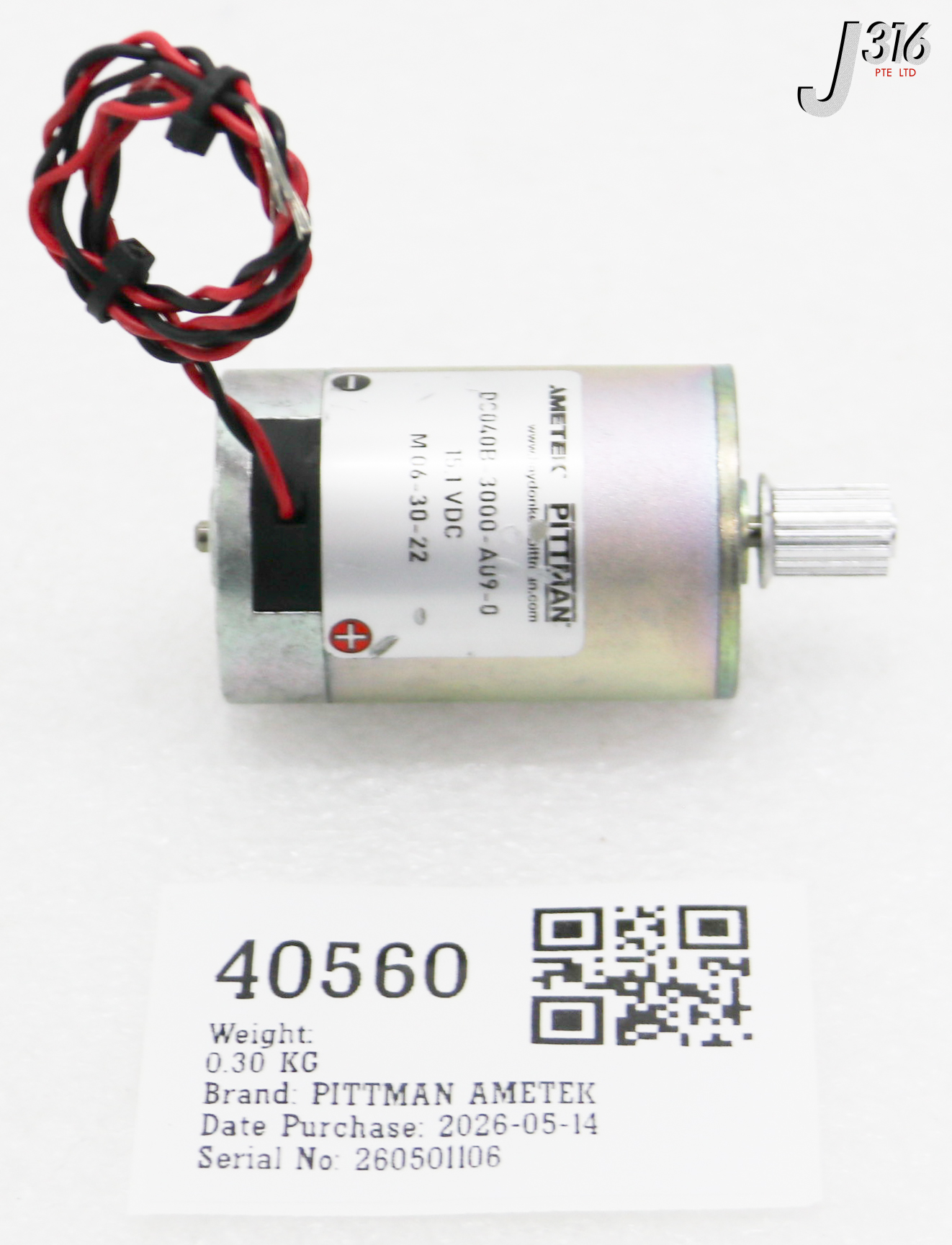40560 PITTMAN AMETEK BRUSHED DC MOTOR DC040B-3000-A09-0