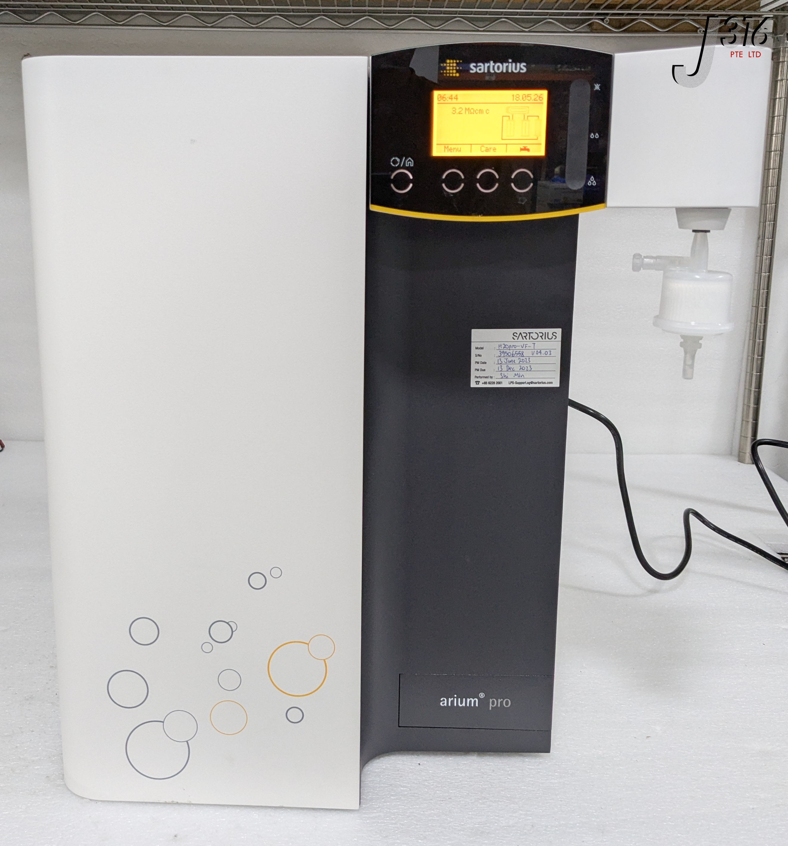 40567 SARTORIUS ARIUM® PRO VF BENCHTOP TYPE 1 ULTRAPURE WATER PURIFICATION SYSTEM W/ INTEGRATED UV LAMP H20PRO-VF-T