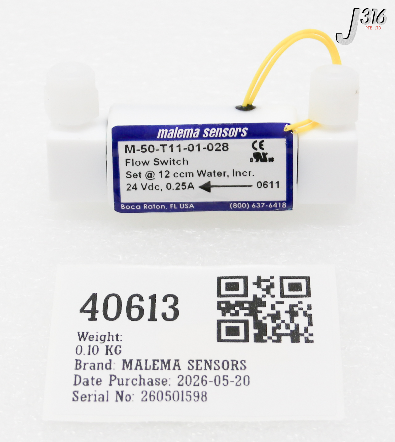 40613 MALEMA SENSORS FLOW SWITCH M-50-T11-01-028