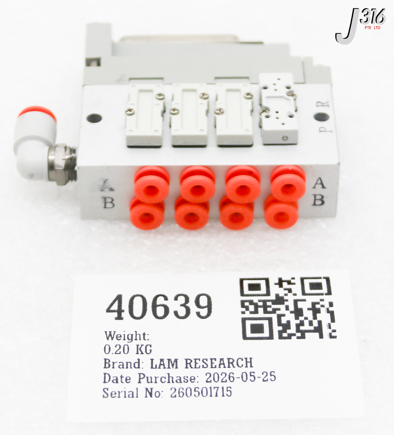 40639 LAM RESEARCH MANIFOLD PNEUMATICS VALVE, SMC SS5YJ3-DUK02255 772-800722-008