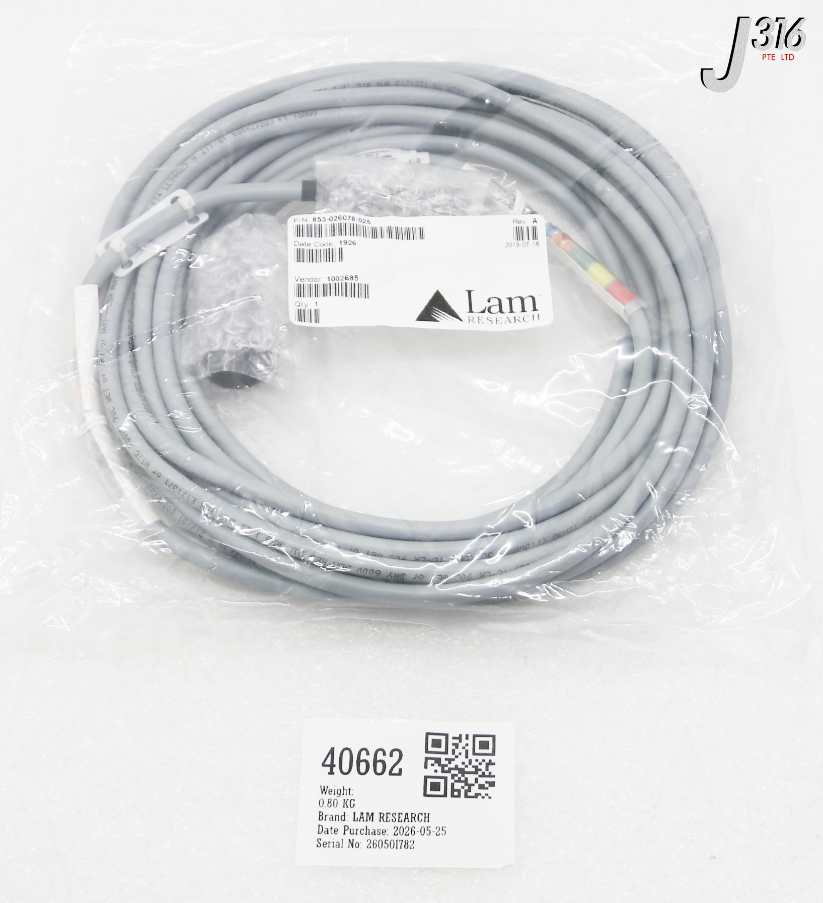 40662 LAM RESEARCH CA,EMO,RPDB,TCU,25 FT (NEW) 853-026078-025
