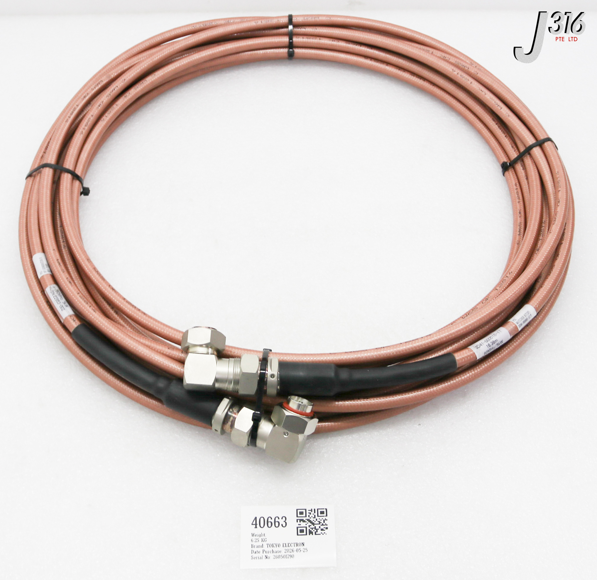 40663 TOKYO ELECTRON RF CABLE ASSY, 16.36M 3D41-000010-11