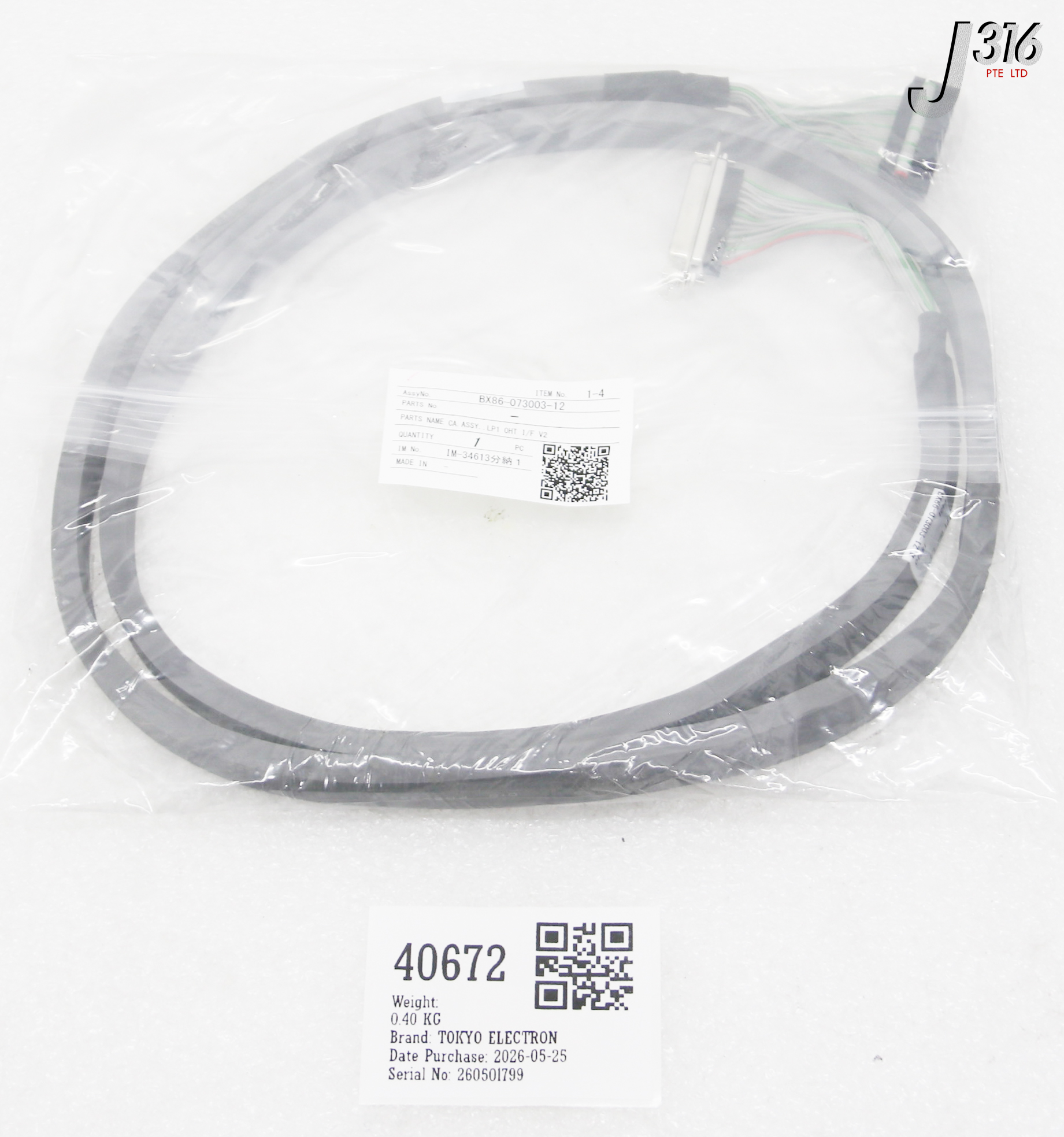 40672 TOKYO ELECTRON CA.ASSY..LP1 OHT I/F V2 (NEW) BX86-073003-12