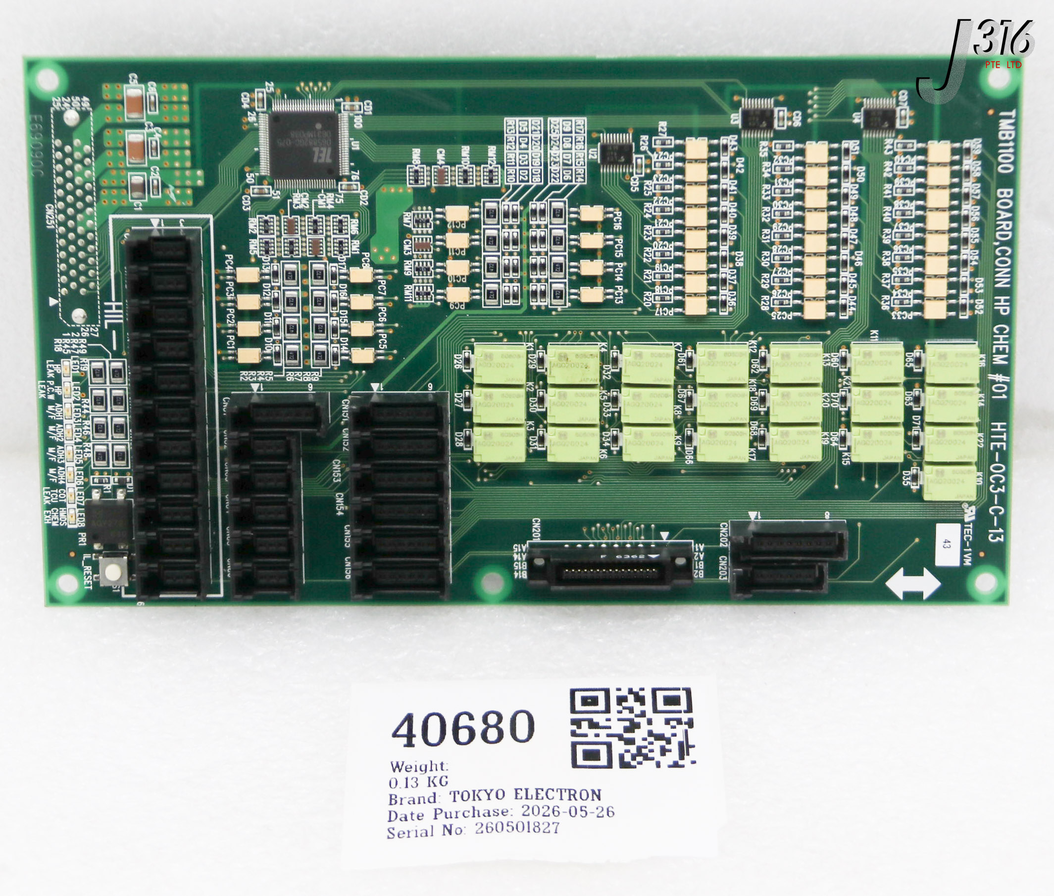 40680 TOKYO ELECTRON PCB, TMB1100 CONN HP CHEM #01 HTE-0C3-C-13