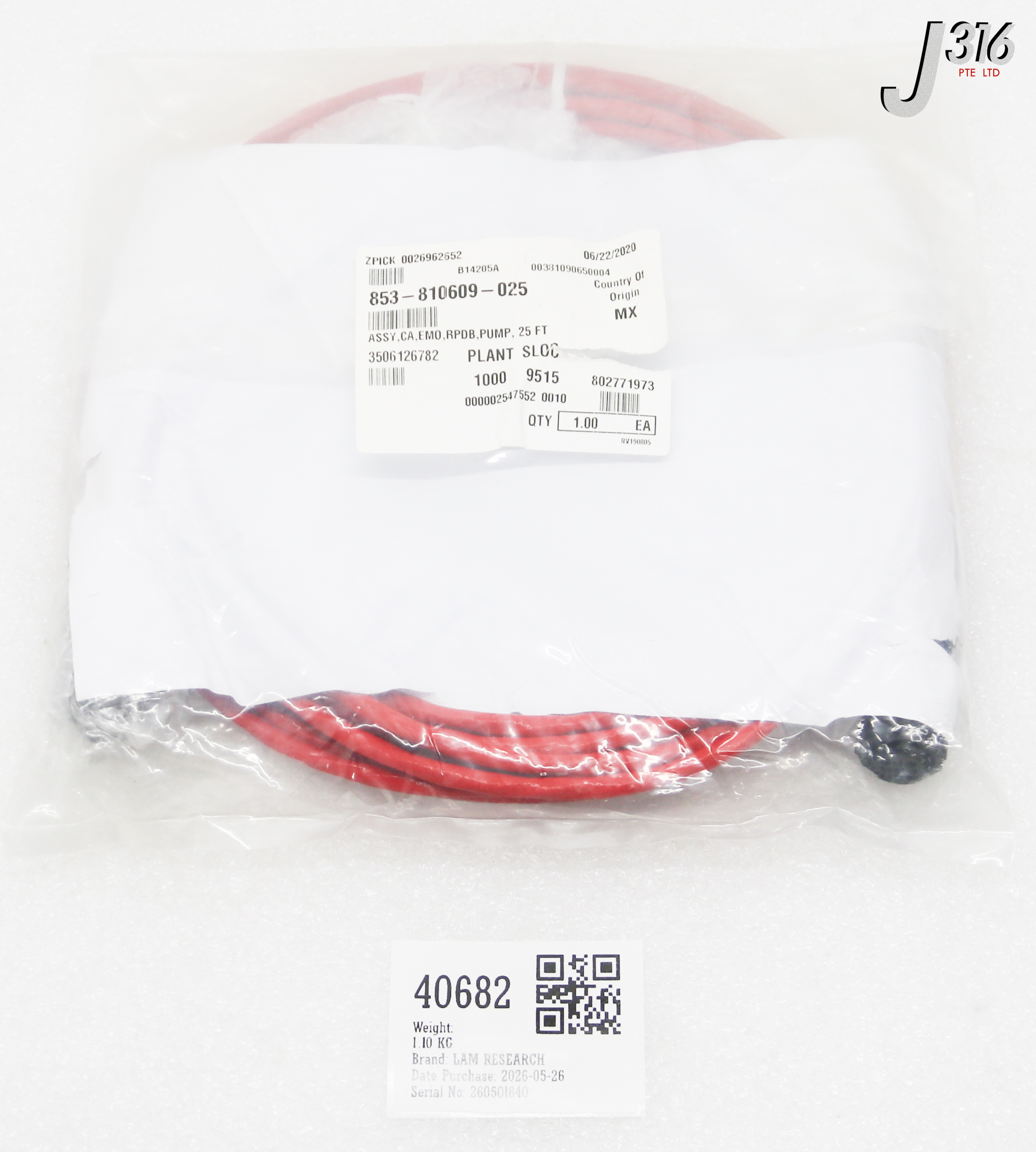 40682 LAM RESEARCH ASSY, CA, EMO, RPDB, PUMP, 25FT (NEW) 853-810609-025