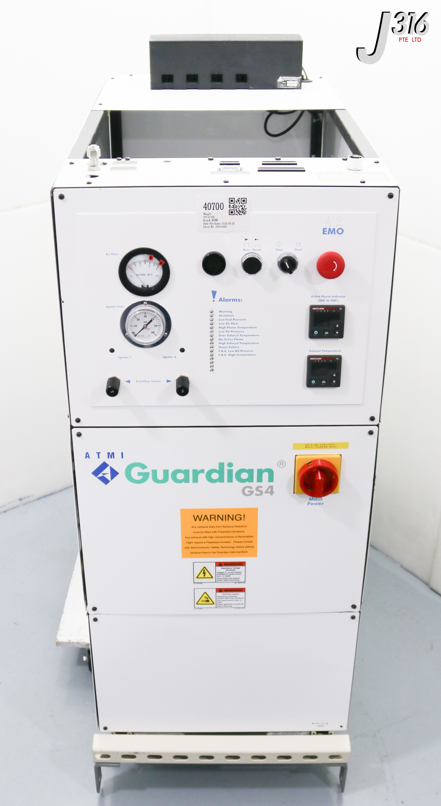 40700 ATMI THERMAL OXIDATION GAS SCRUBBER W/ FLASHBACK CONTROLLER, GS4-A-1-03-00-03-N-0 GS4