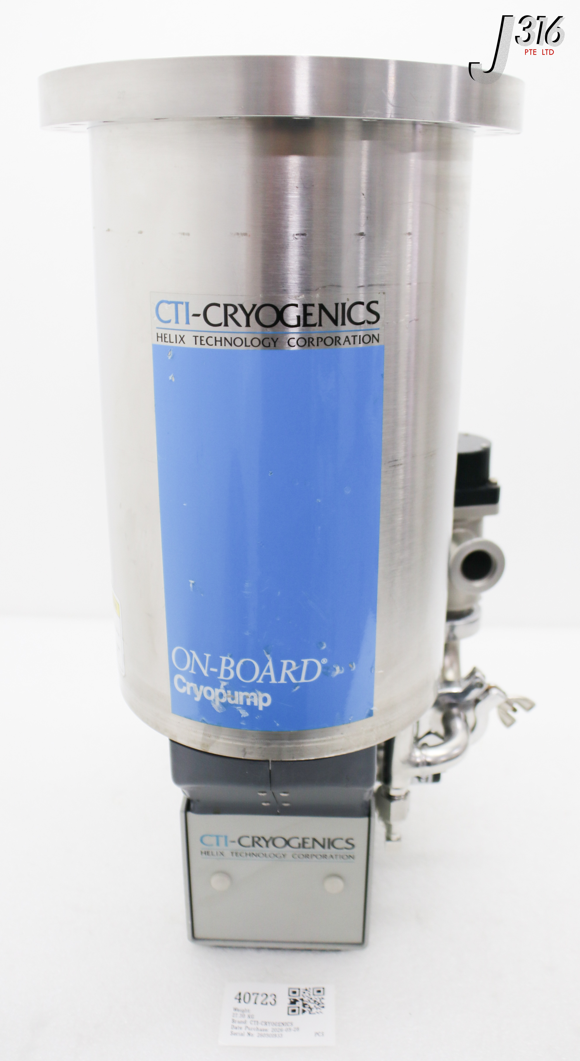 40723 CTI-CRYOGENICS ON-BOARD 8 CRYOPUMP W/ ROUGHING VALVE 8112579G003 (WORKING) 8116080G002