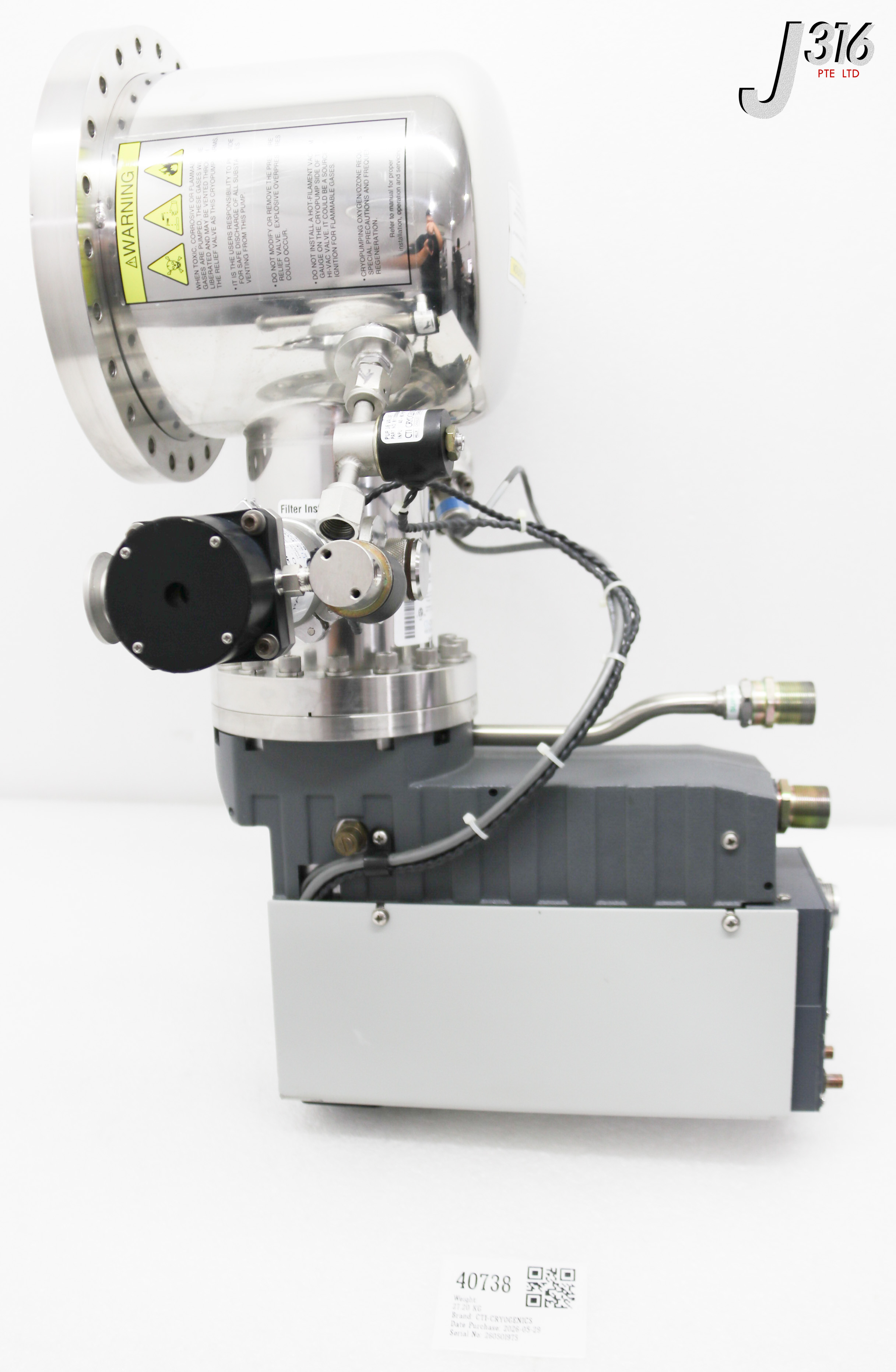 40738 CTI-CRYOGENICS ON-BOARD 8F CRYOPUMP W/ ROUGHING VALVE 8112579G003 8116063G001
