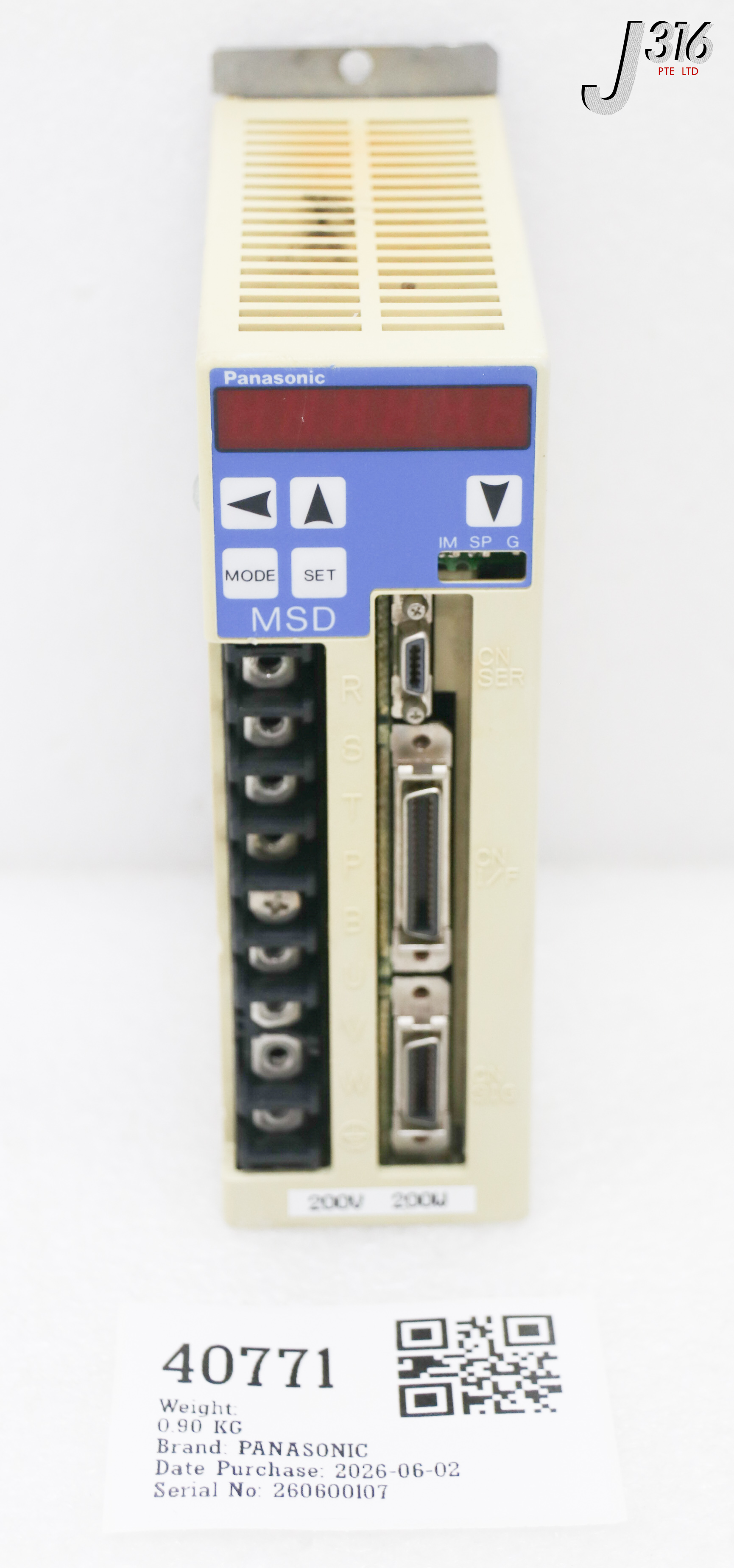 40771 PANASONIC AC SERVO DRIVER (PARTS) DV88020LE2B