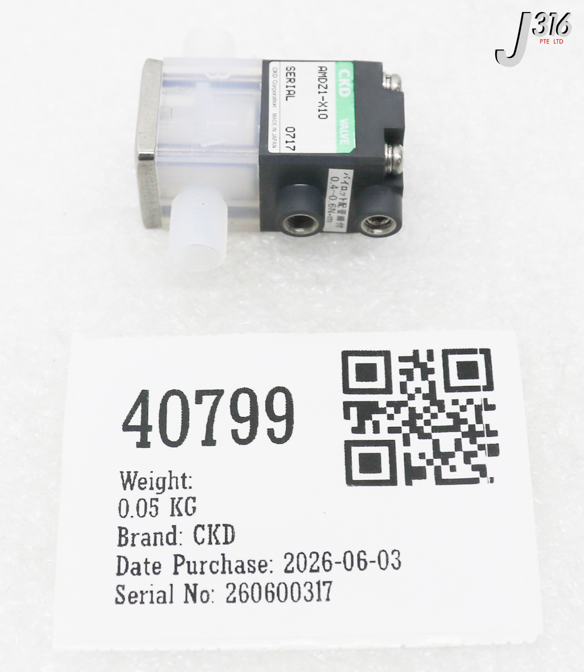 40799 CKD VALVE, AIR OPERATED, 2-WAY AMDZ1-X10