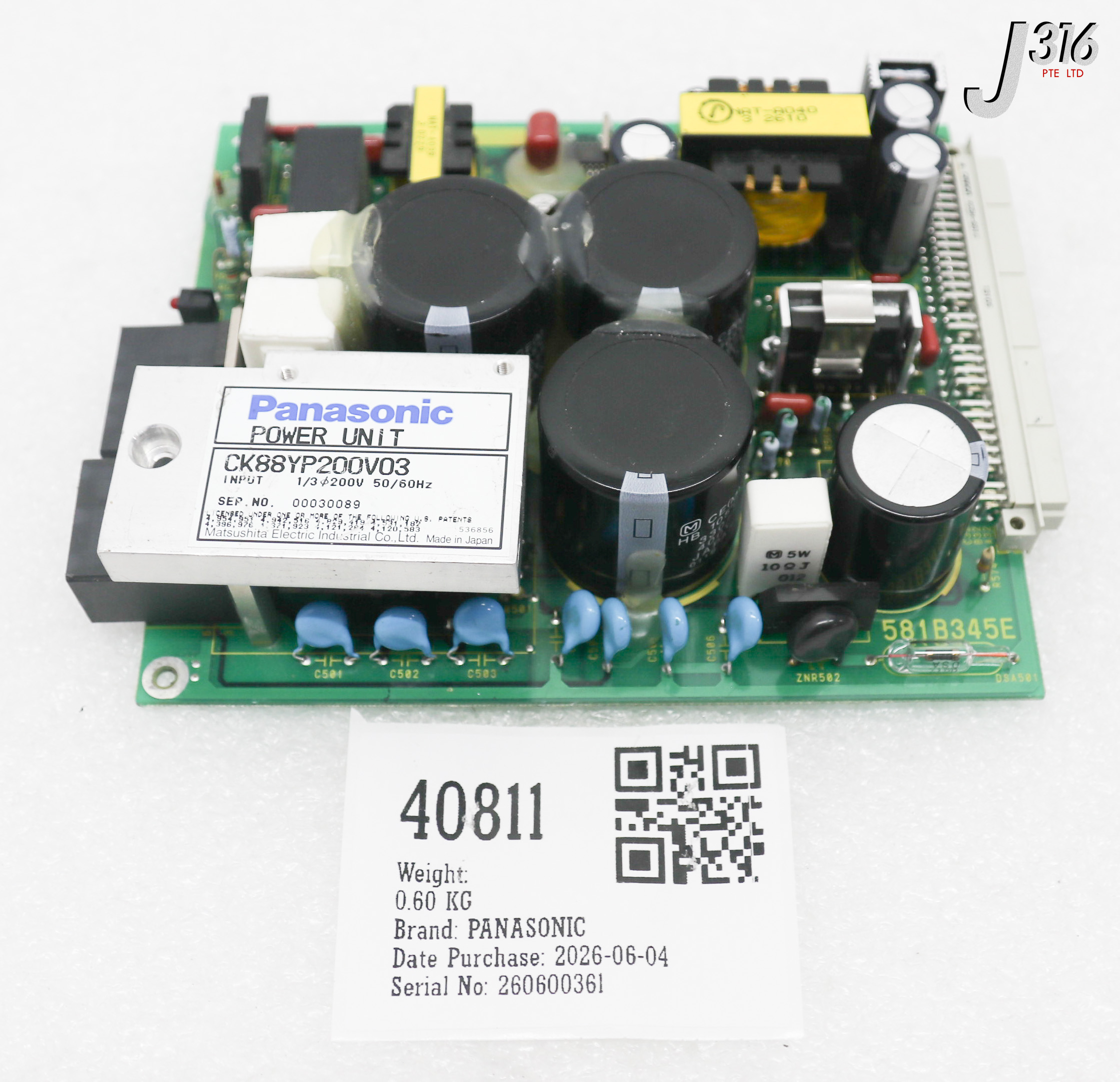 40811 PANASONIC POWER MODULE CK88YP200V03 FOR MSD261Y70 SERVO DRIVER W/O COVER 581B345E