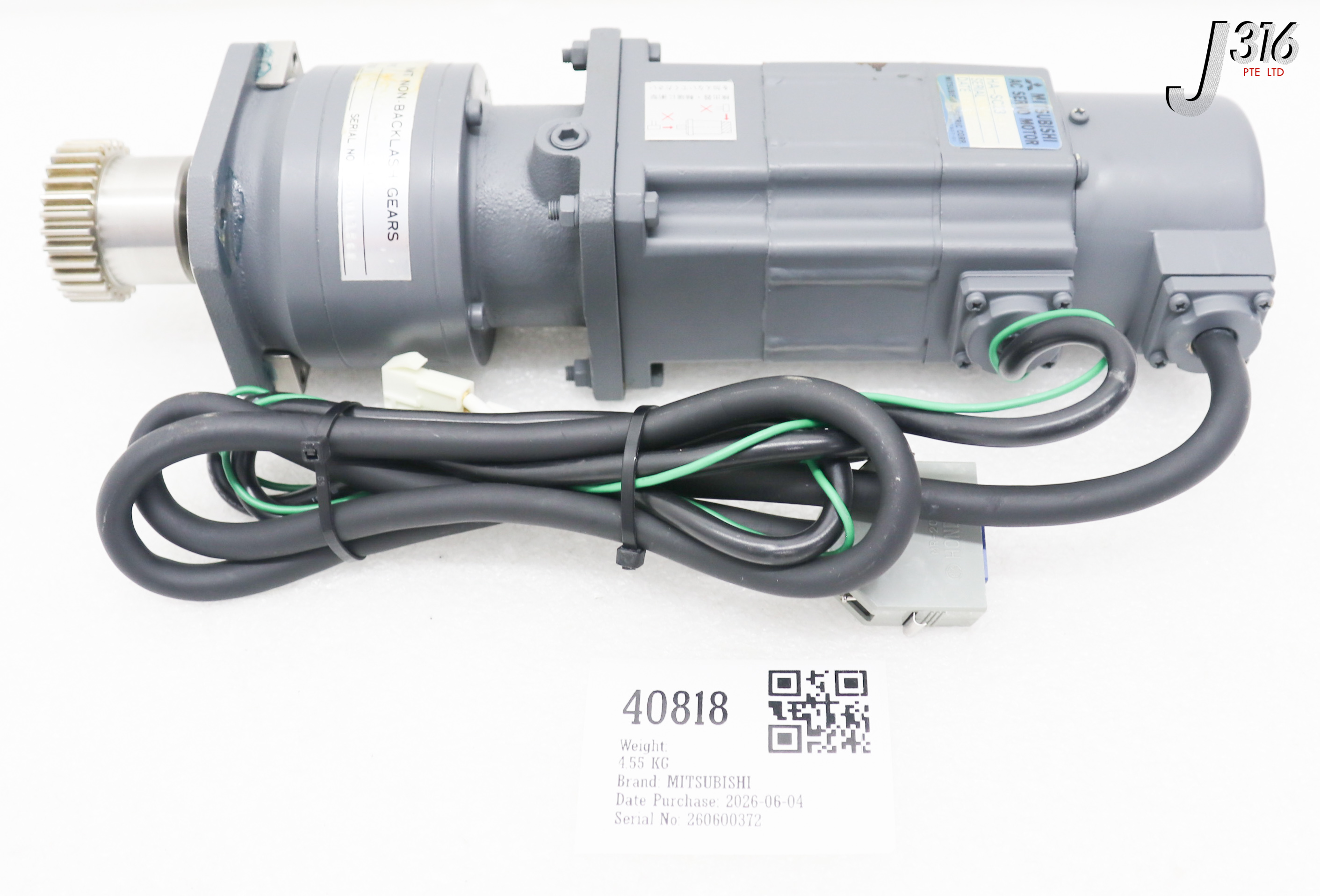 40818 MITSUBISHI AC SERVO MOTOR W/ BM3-15B-02MESAK2 NON-BACKLASH GEARS HA-SC23