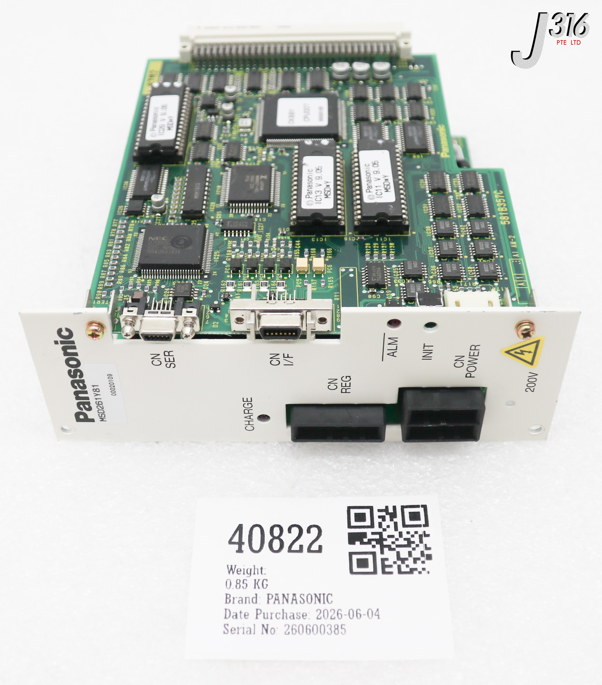 40822 PANASONIC PCB, SERVO DRIVER, 581B345E MSD261Y81