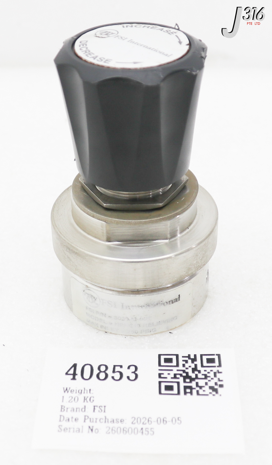40853 FSI HIGH FLOW REDUCING REGULATOR, 303343-001 HPR610 RELIEVING