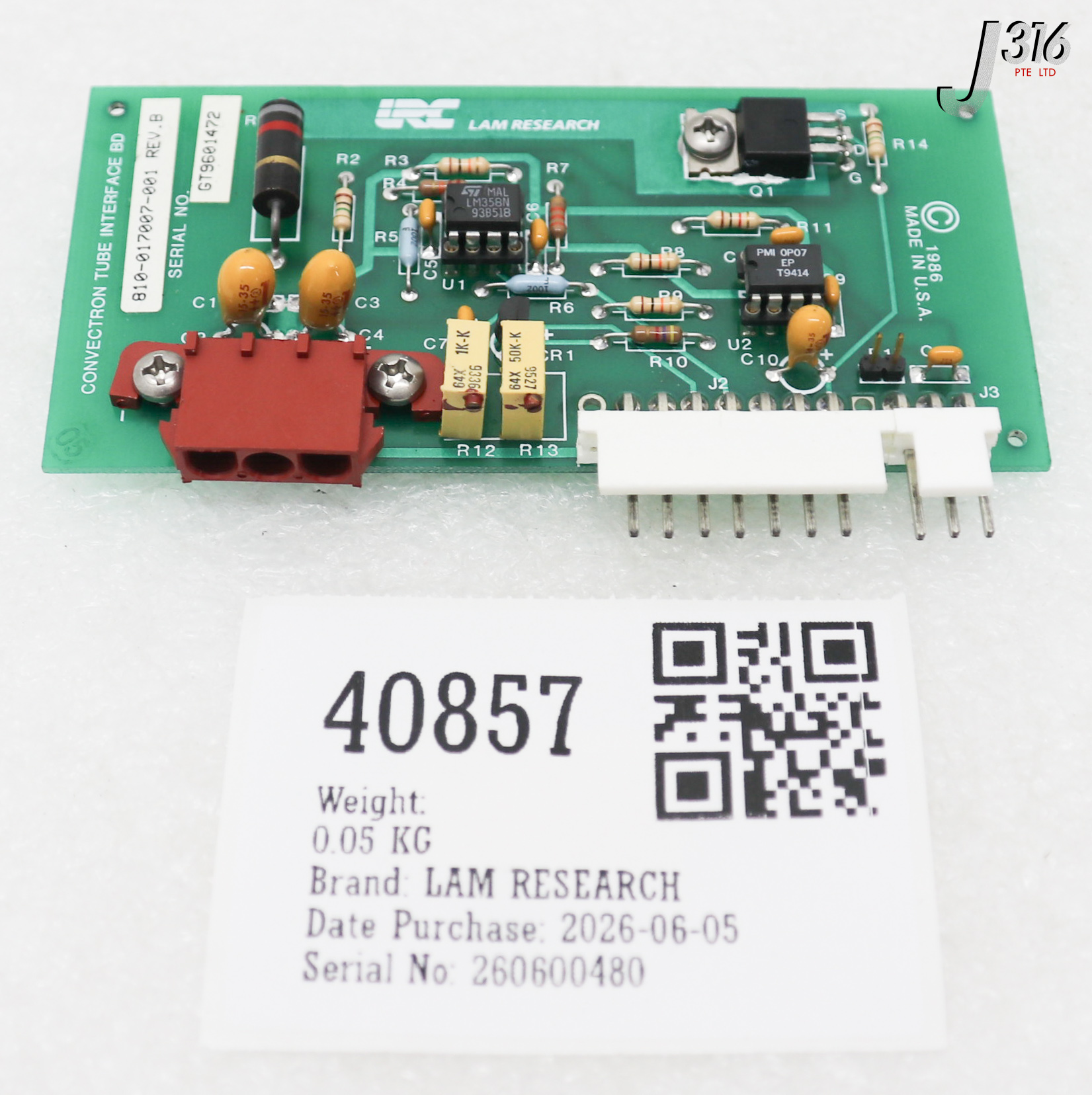 40857 LAM RESEARCH CONVECTRON TUBE INTERFACE BOARD 810-017007-001