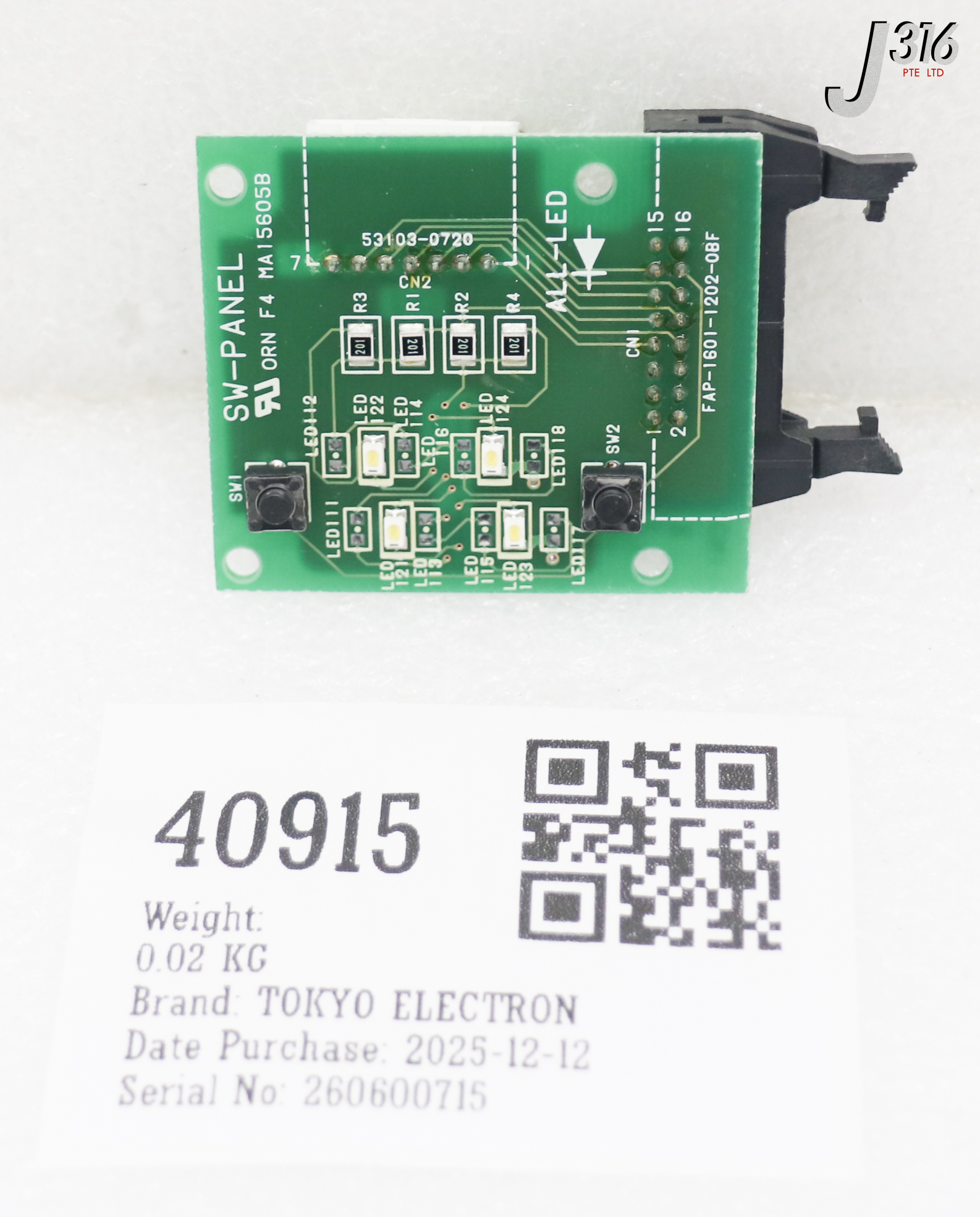40915 TOKYO ELECTRON PCB, SW-PANEL MA15605B