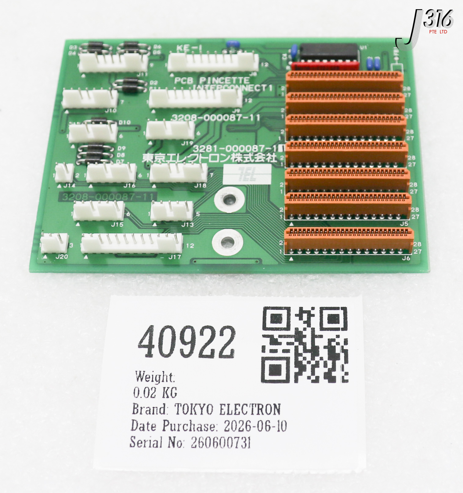 40922 TOKYO ELECTRON PCB, PINCETTE INTERCONNECT1, 3208-000087-11 3281-000087-11