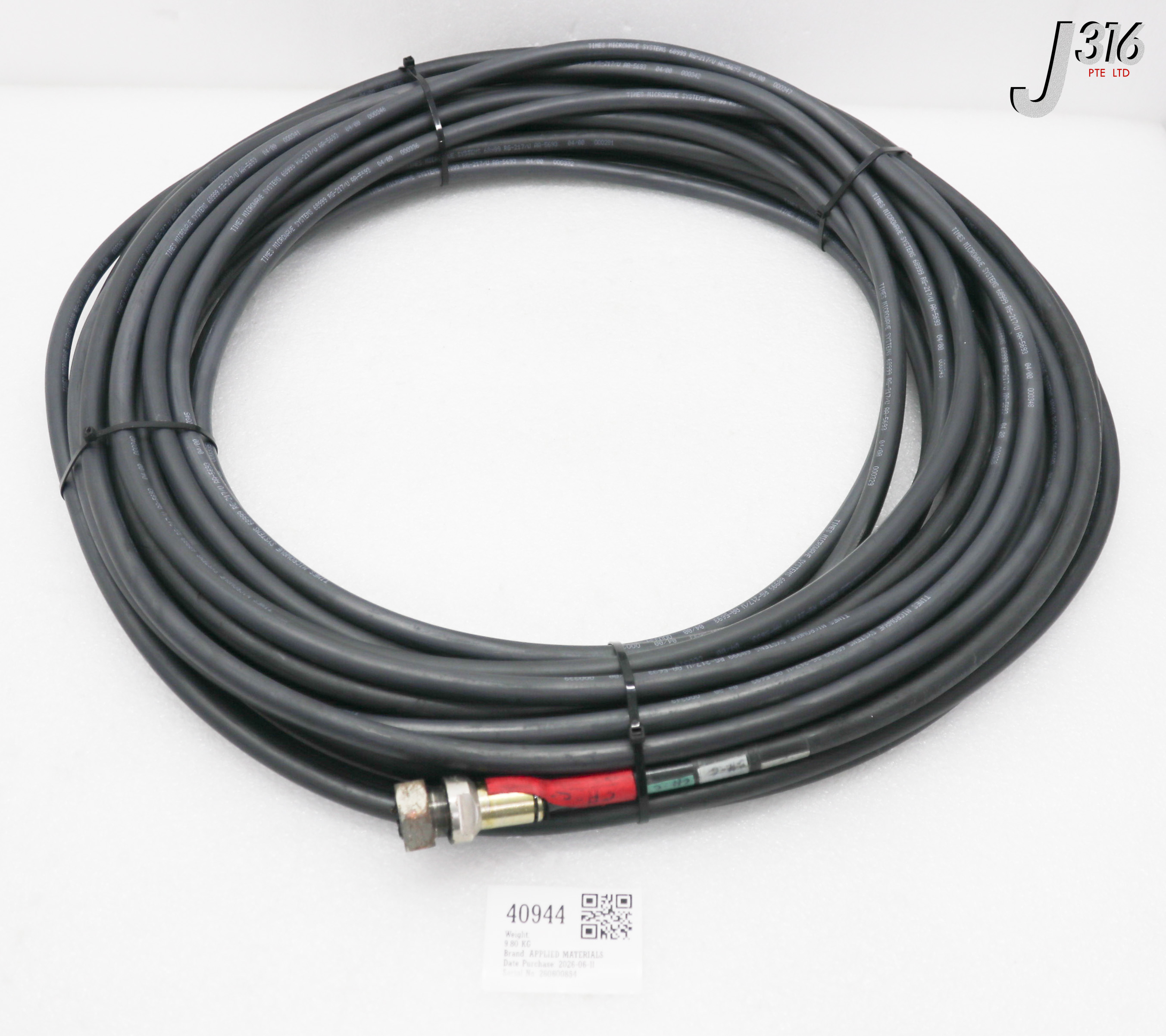 40944 APPLIED MATERIALS RF CABLE ETO SOURCE TOP ULTIMA HDP-CVD, 20M (PARTS) 0190-18121
