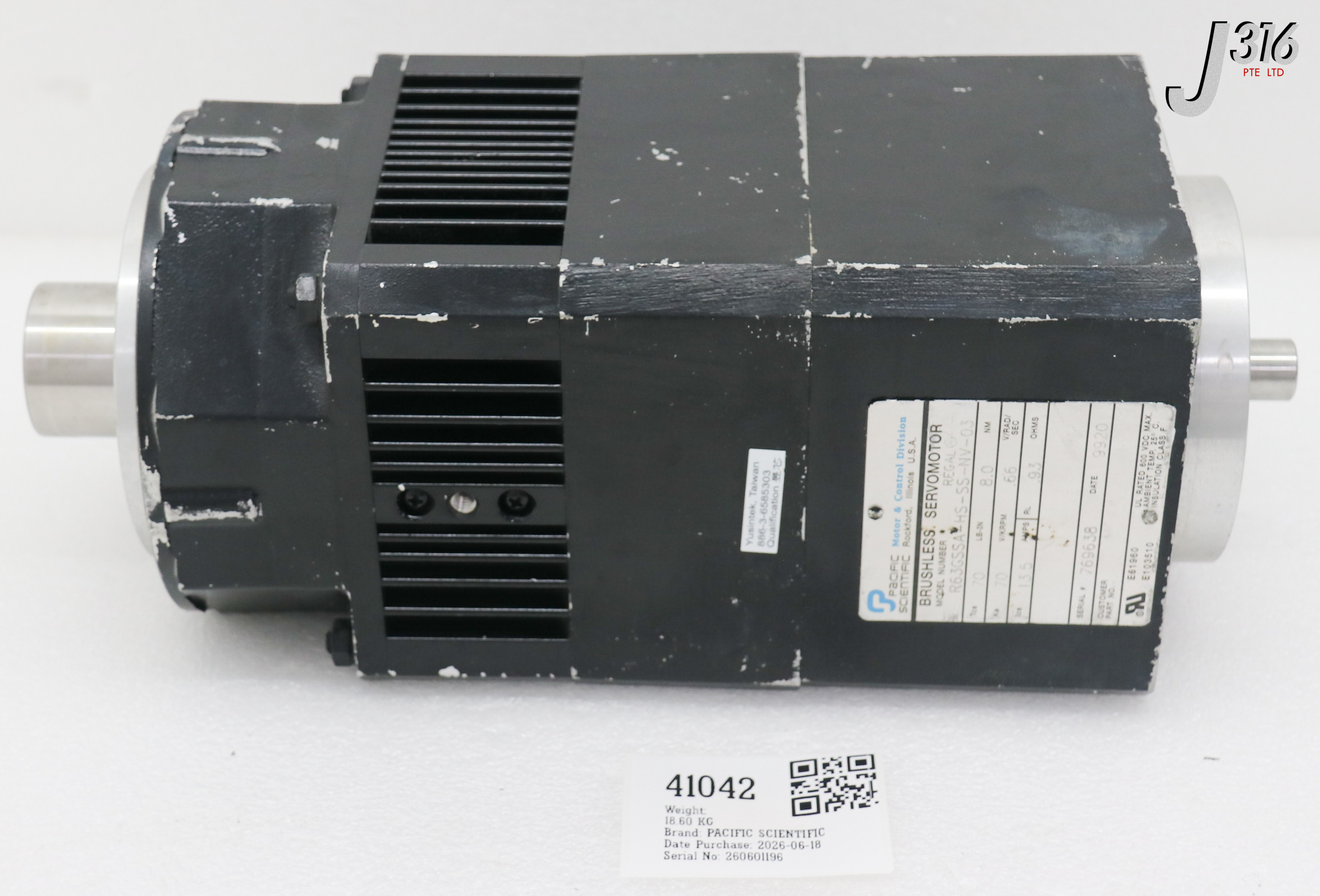 41042 PACIFIC SCIENTIFIC BRUSHLESS SERVO MOTOR (PARTS) R63GSSA-HS-SS-NV-03