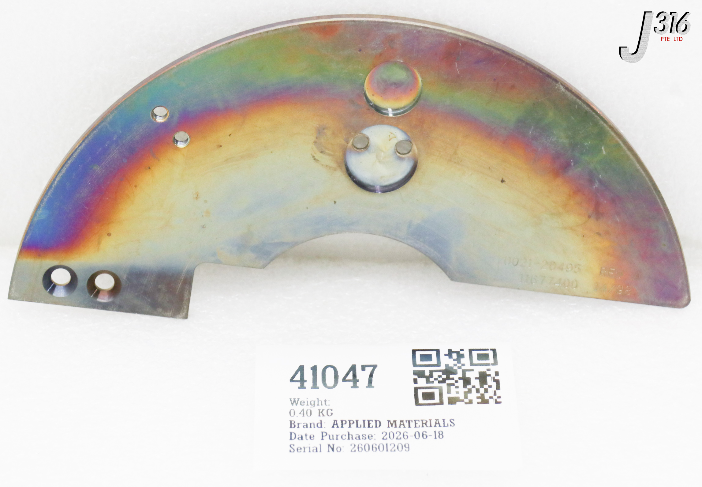 41047 APPLIED MATERIALS HEAT SHIELD RIGHT HALF HTHU 0021-20495