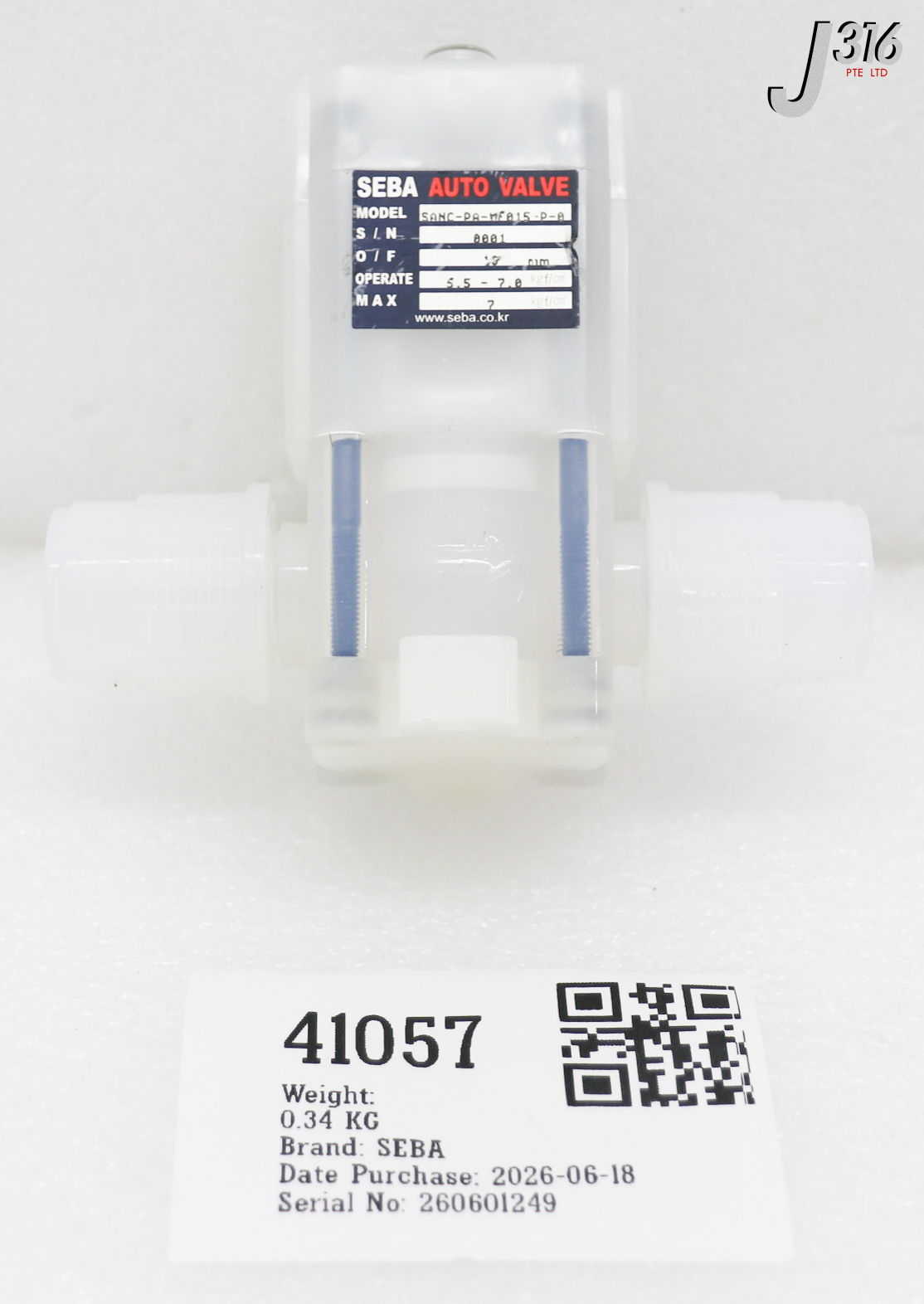 41057 SEBA PNEUMATIC DIAPHRAGM VALVE SANC-PA-MF015-P-0