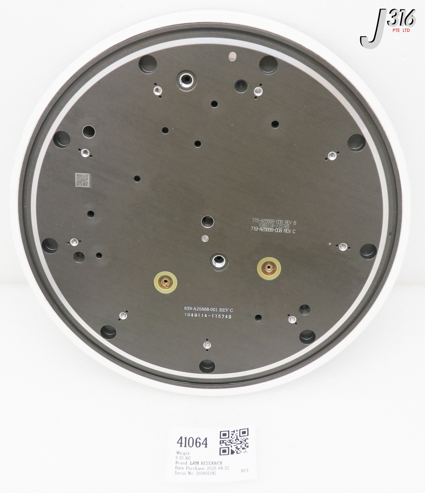 41064 LAM RESEARCH ELECTROSTATIC CHUCK, 715-A25668-008 REV B, 719-A25668-008 REV C (PARTS) 839-A25668-001 REV C
