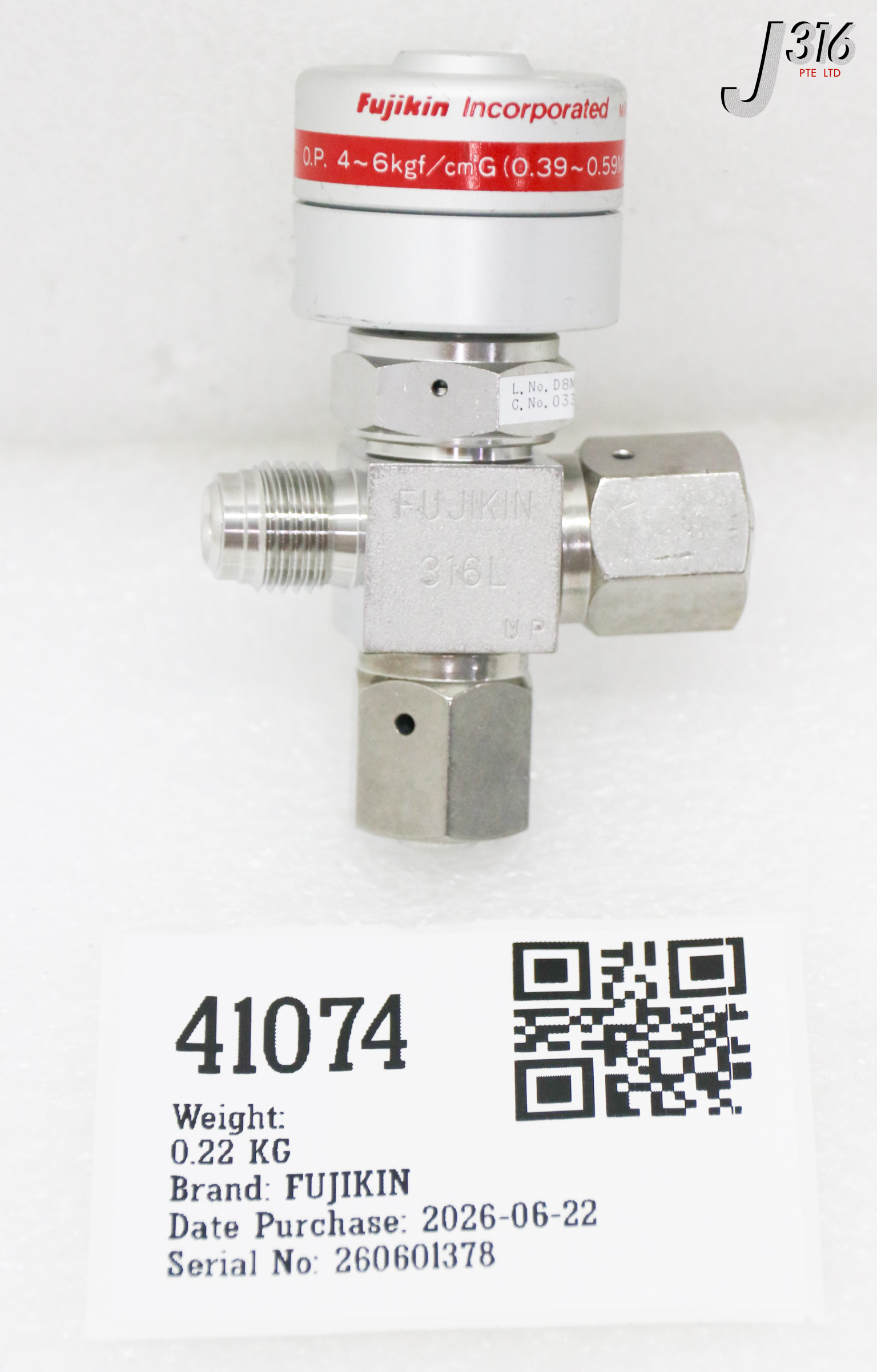 41074 FUJIKIN O.P. 4~6KGF/CM3G, TYPE N.C 033388