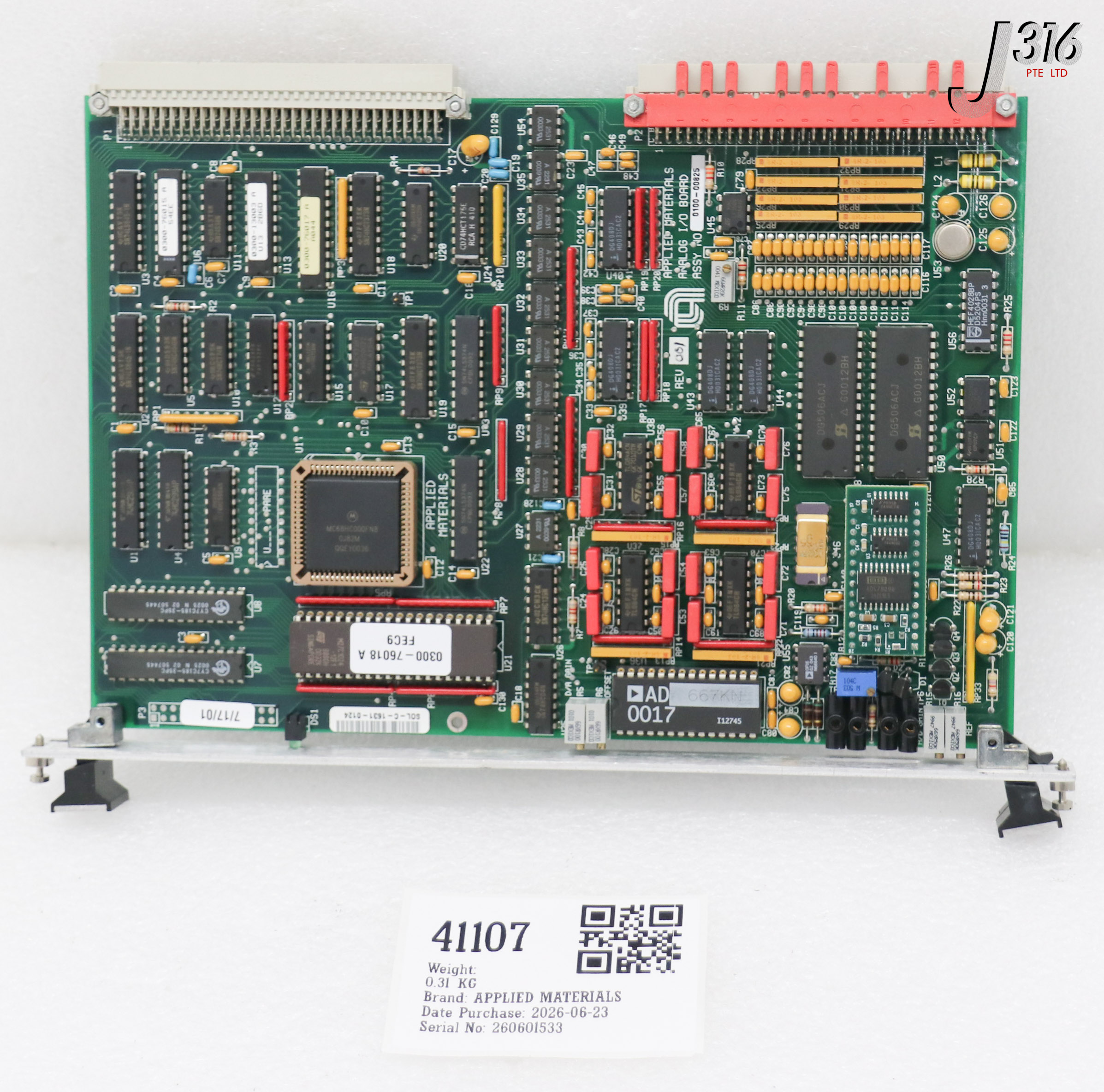 41107 APPLIED MATERIALS PCB, AIO WITH NO A/D CONVERTER 0100-00825