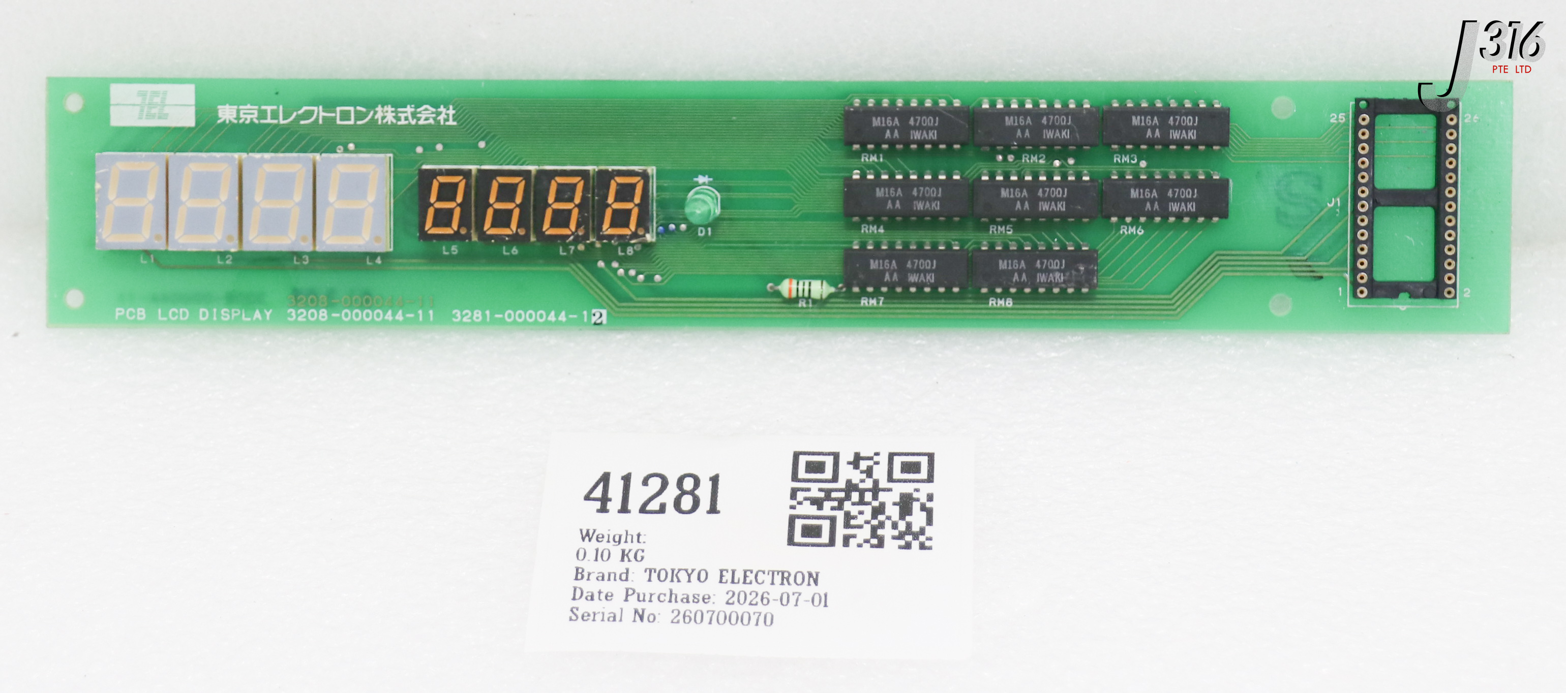 41281 TOKYO ELECTRON PCB LCD DISPLAY, 3281-000044-12 3208-000044-11