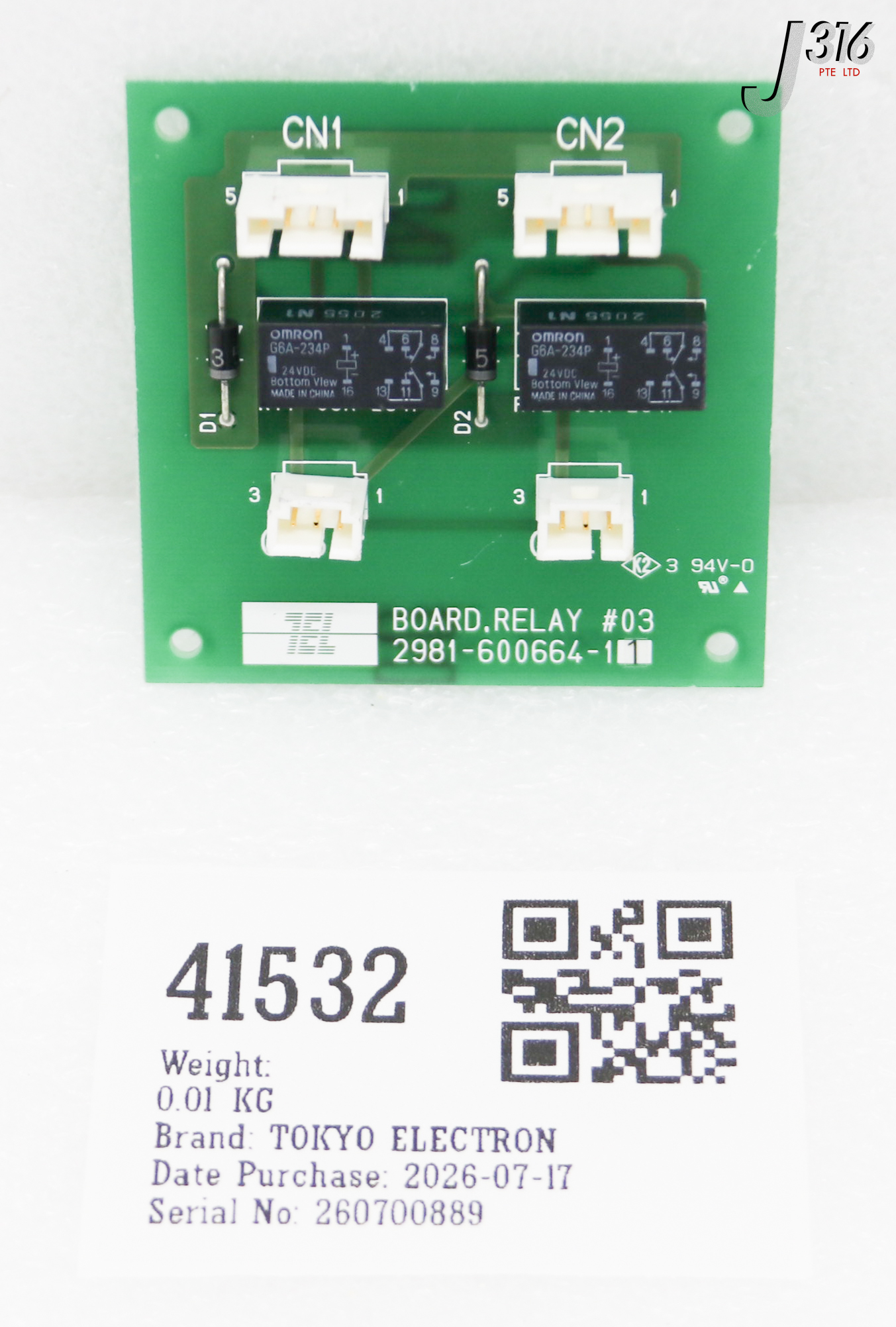 41532 TOKYO ELECTRON PCB, BOARD, RELAY #03 2981-600664-11