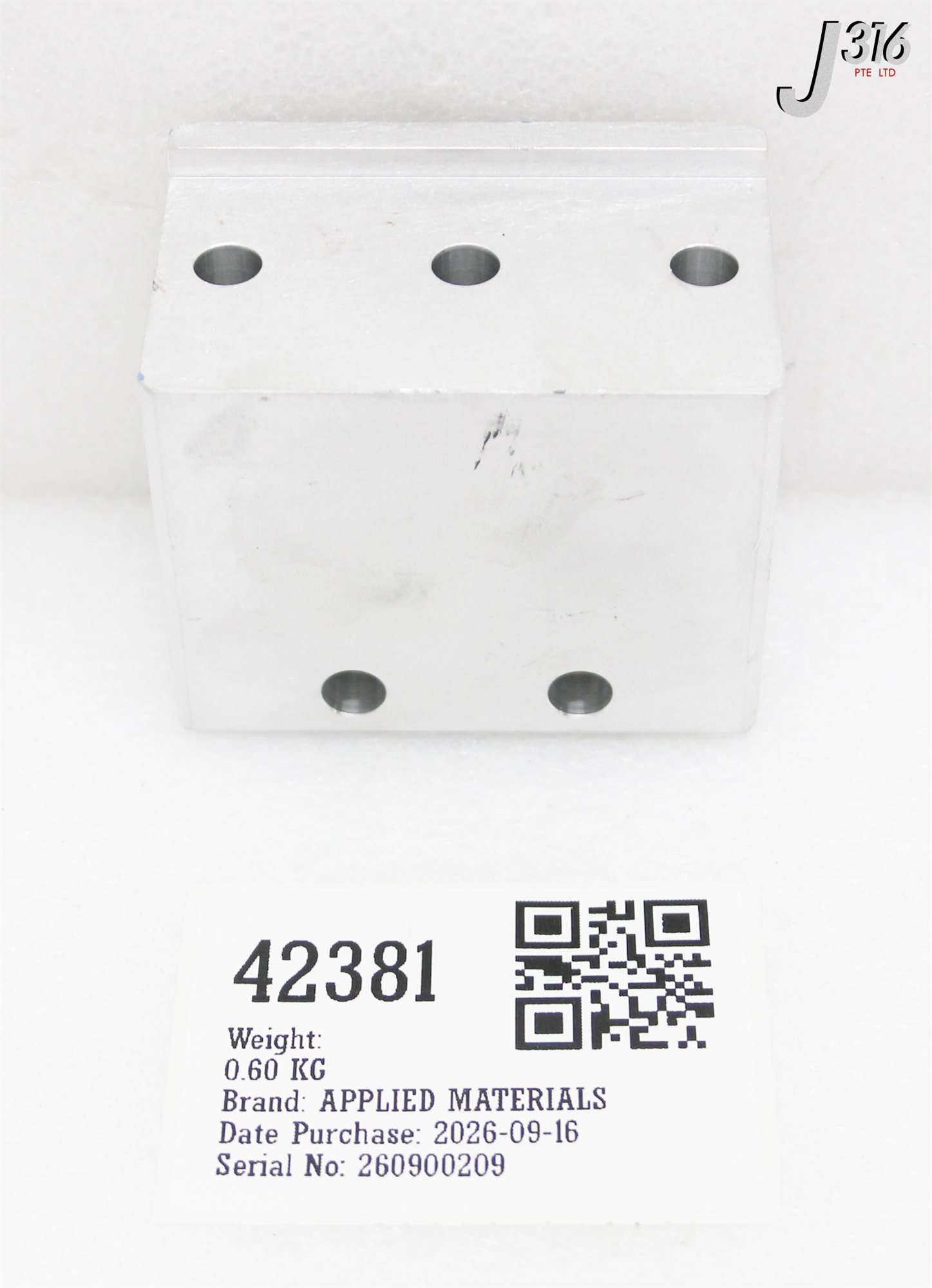42381 APPLIED MATERIALS BLOCK CHAMBER INTERFACE MOUNTING 0020-29801