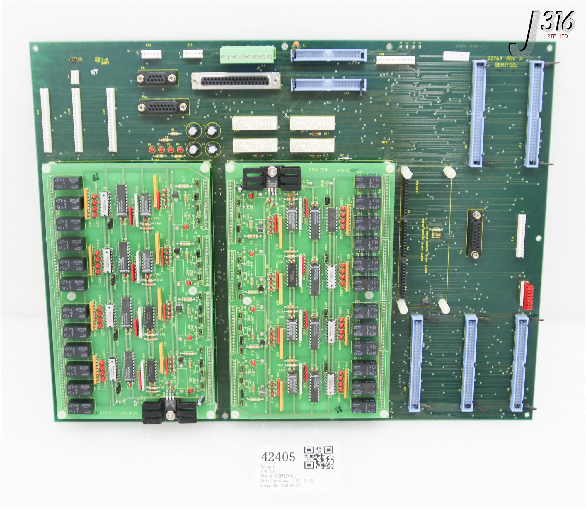 42405 SEMITOOL PCB, DRAIN VALVE SENSOR BOARD W/ PCB 16761B-517 (2) 23764-01