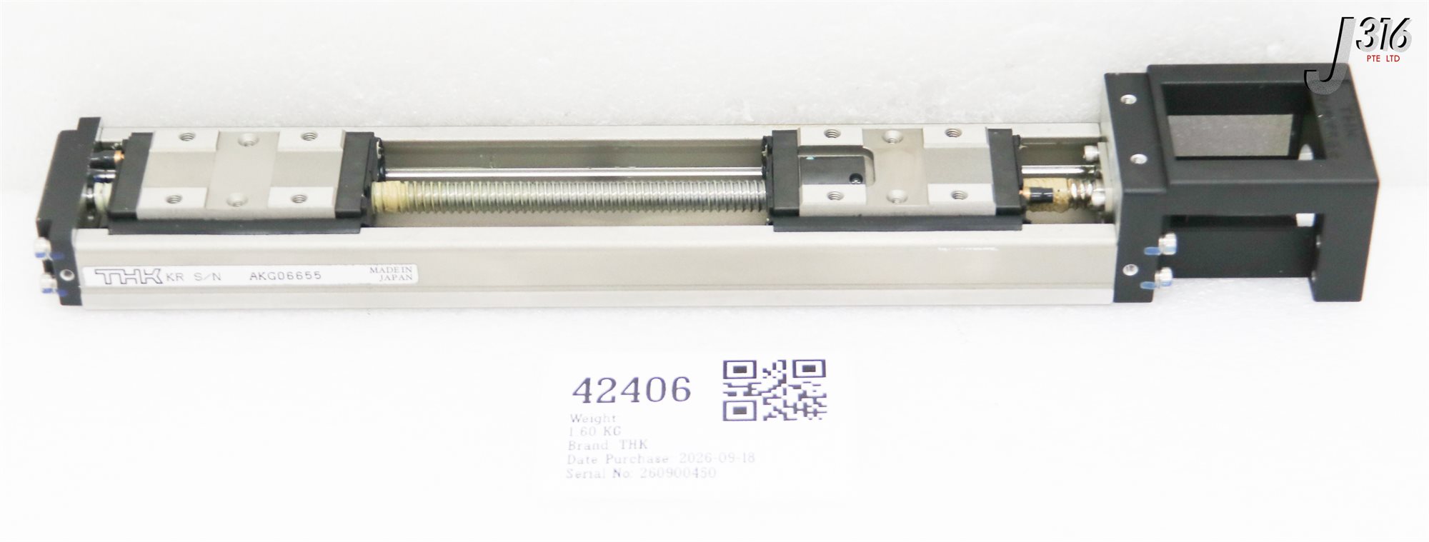 42406 THK FULL-BALL TYPE LM GUIDE ACTUATOR MODEL KR, 250MM LENGTH KR/SKR26