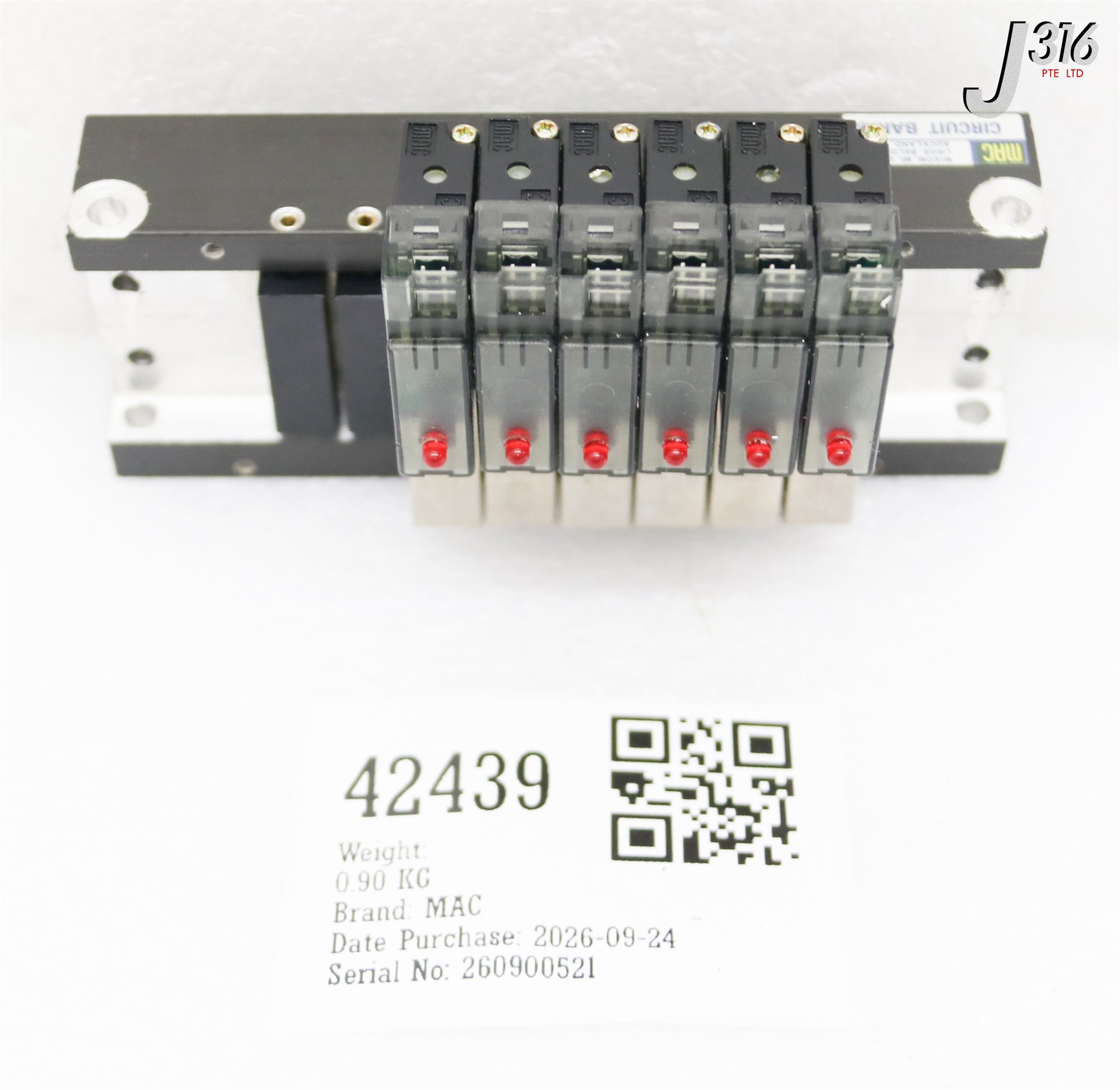 42439 MAC PNEUMATIC MANIFOLD W/ 44A-LOO-GDCD-1HL (6) 44A-LOD-GDCG-1HL