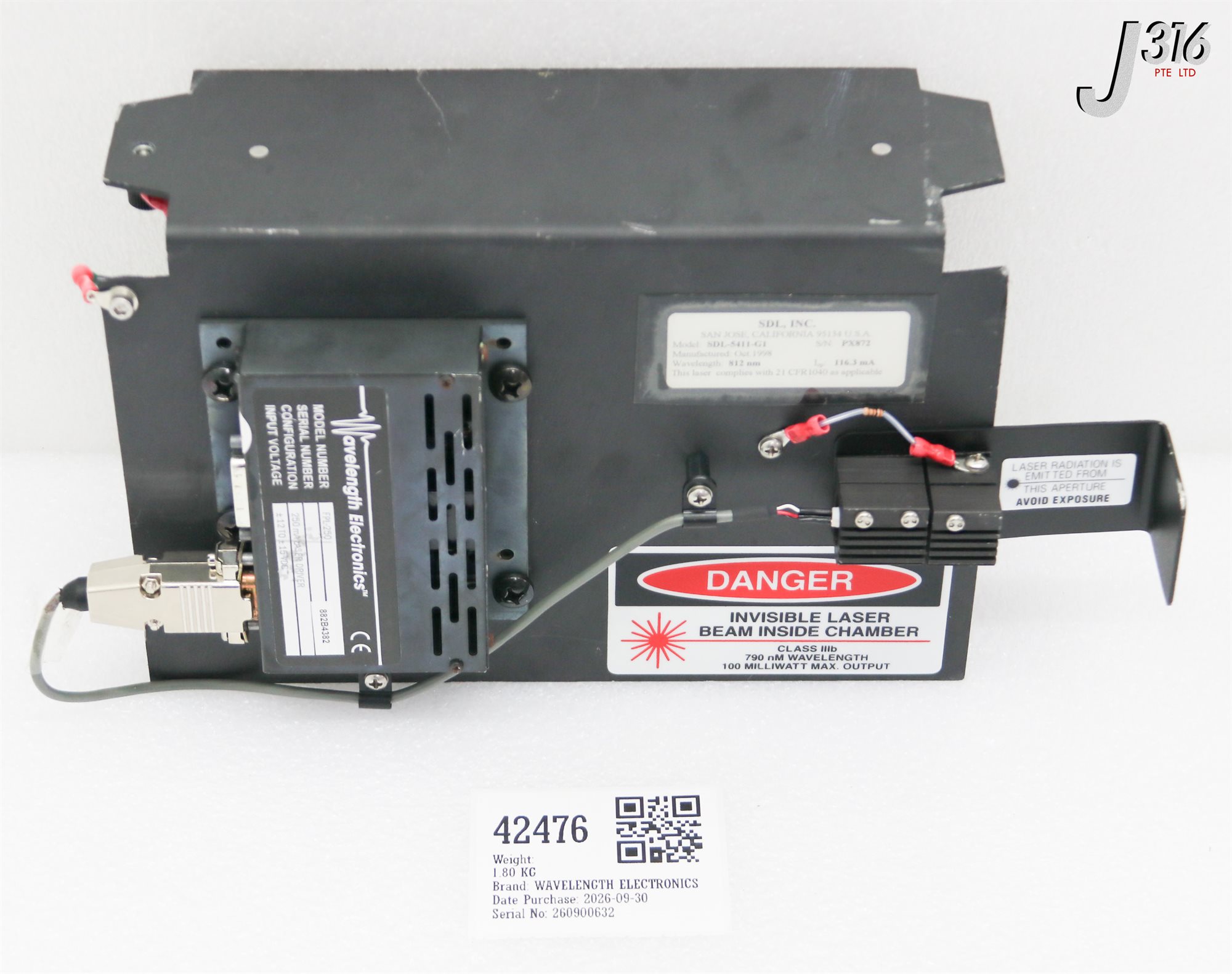 42476 WAVELENGTH ELECTRONICS 250MA LASER DRIVER W/ SDL-5411-G1, LS-1130-4 (502-1130-4) XENON-LIGHTING FPL-250
