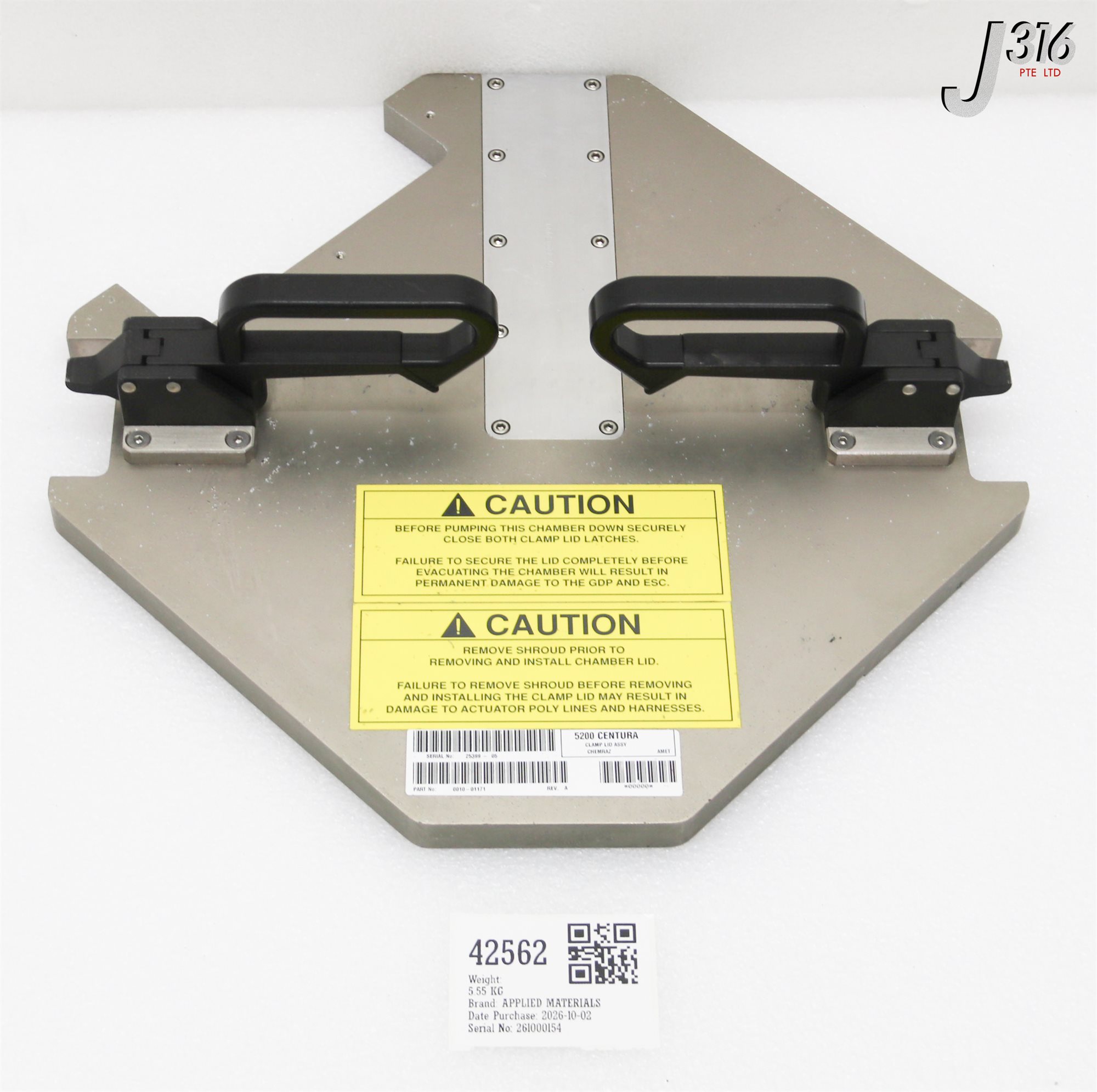 42562 APPLIED MATERIALS LID CLAMP SLIT VALVE DOOR - 200MM CENT 0040-39619