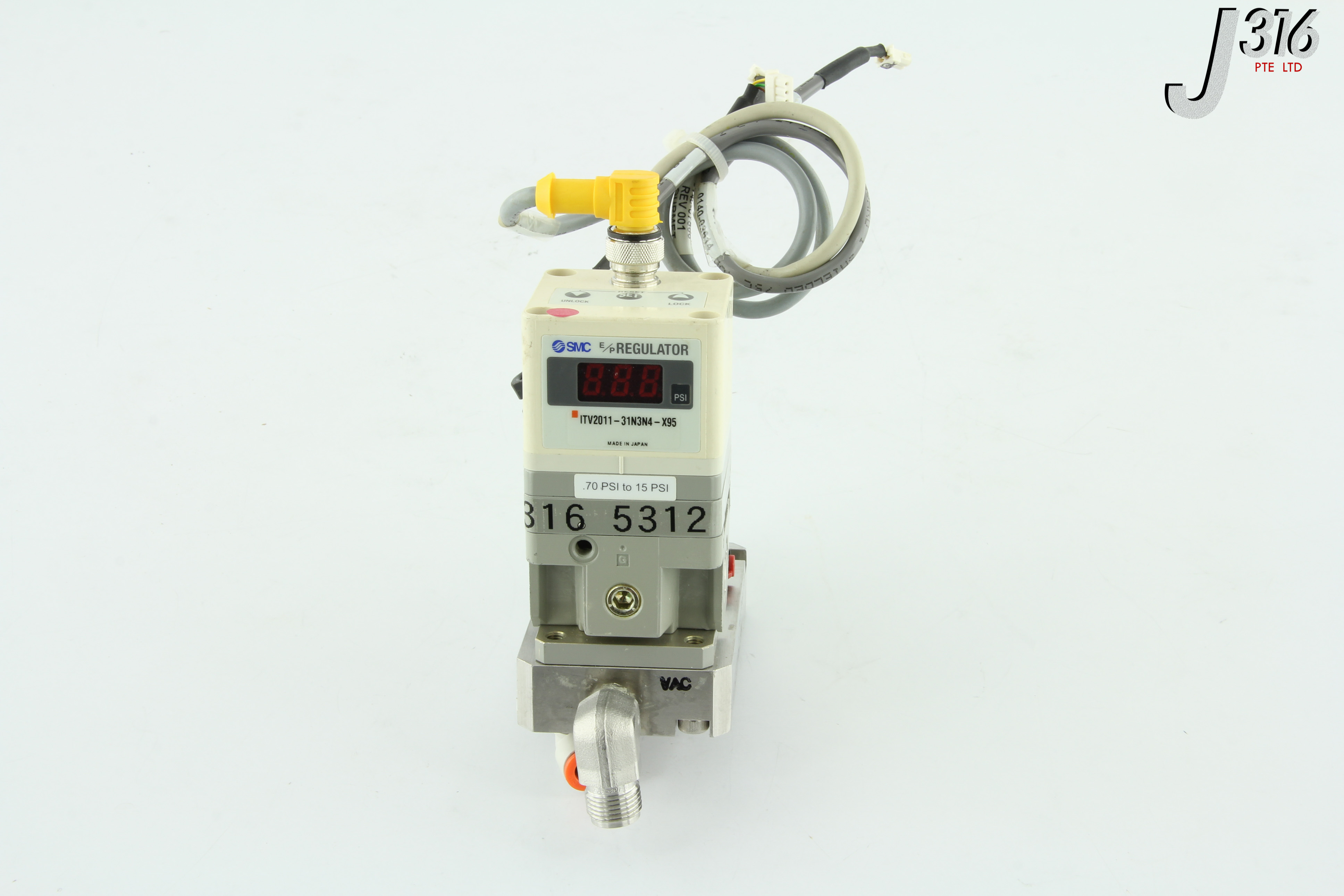 5312 SMC/BURKERT/SENSOR TECHNIICS E/P REGULATOR WITH SOLENOID VALVE US06046 & TRANSDUCER SQ01538 ASSY ITV2011-31N3N4-X95