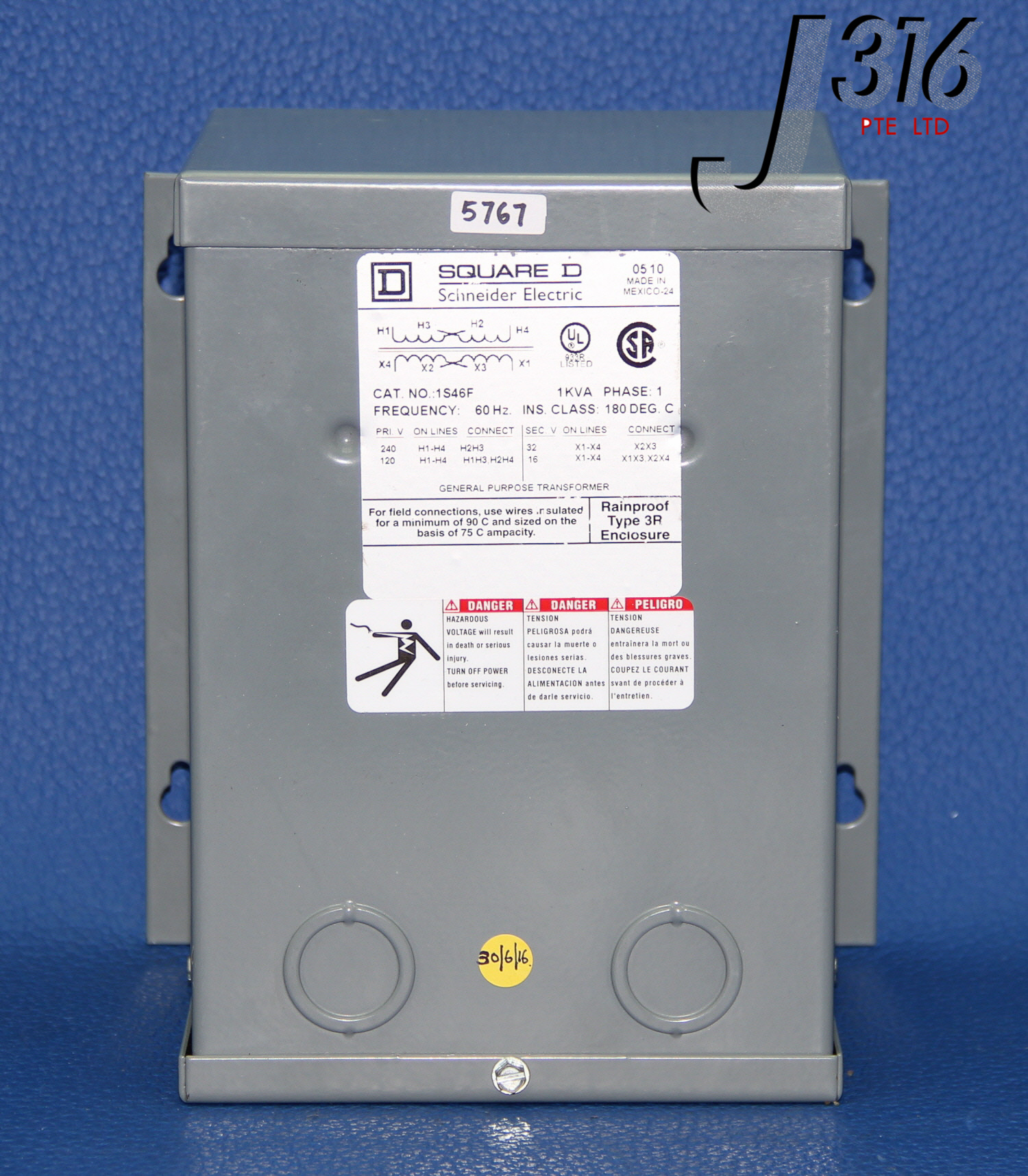 5767 SQUARE D TRANSFORMER 1KVA 1S46F
