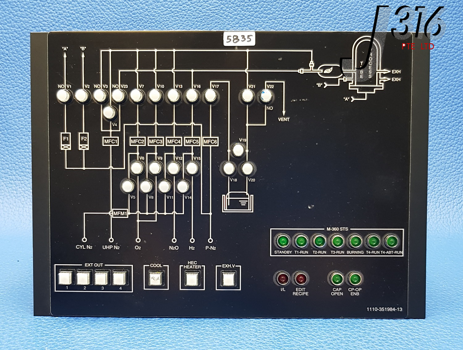 5835 TOKYO ELECTRON PCB ASSY C/W GAS FLOW CHART PANEL MC-31023 1110-351984-13