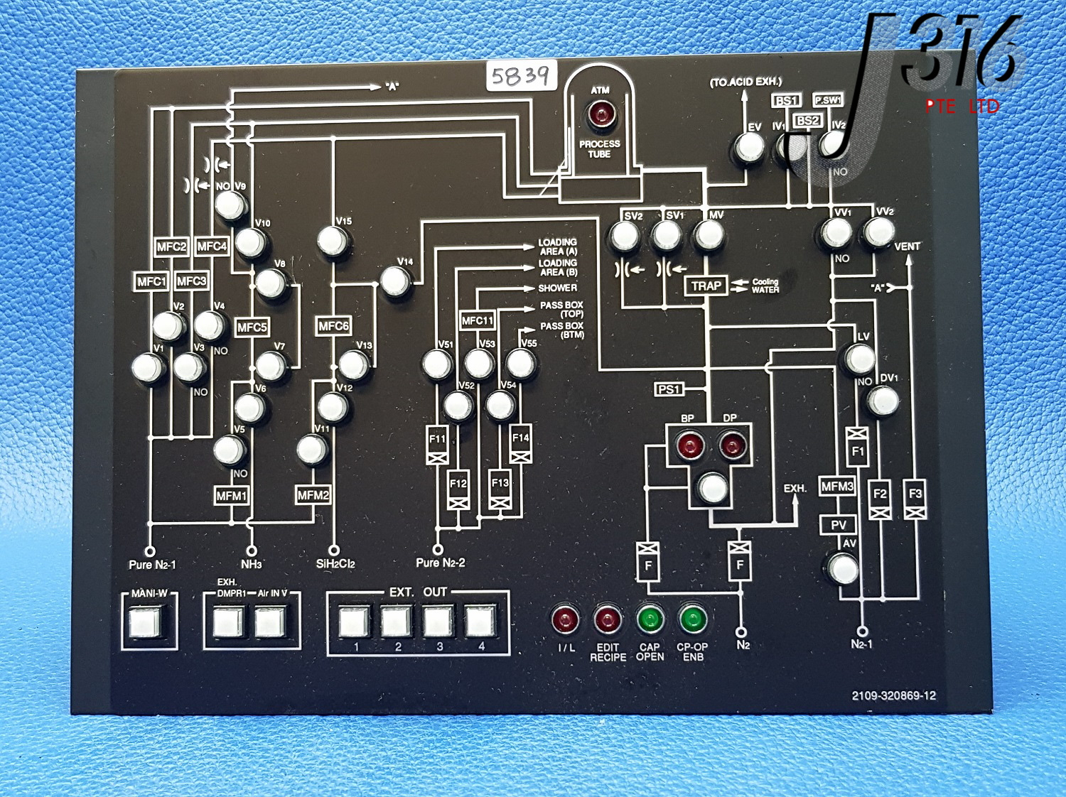 5839 TOKYO ELECTRON PCB ASSEMBLY C/W GAS FLOW CHART FLOW MC-31023 2109-320869-12