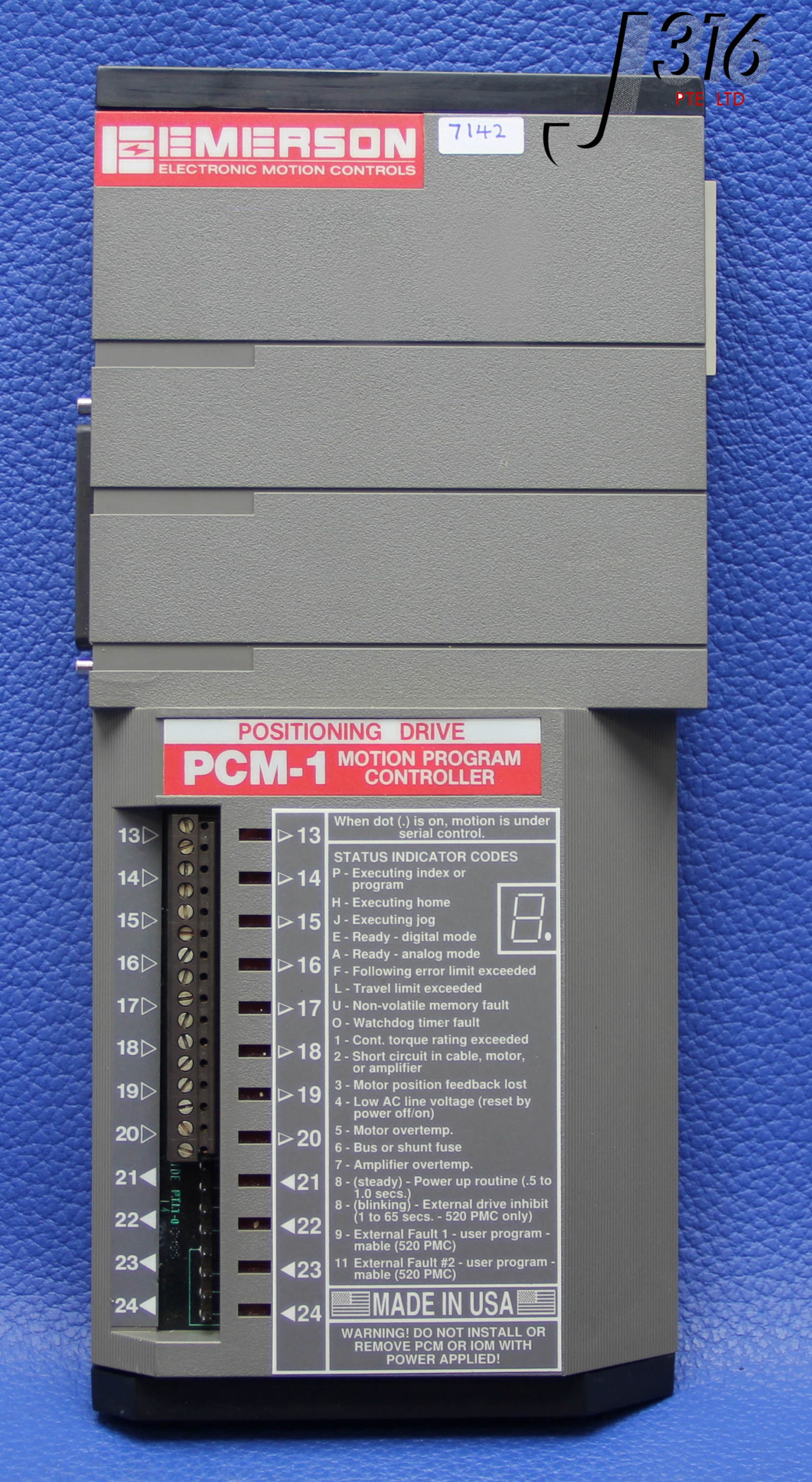 7142 EMERSON PROGRAMMABLE SERVO POSITIONING/MOTION CONTROLLER PN:960018-01 PCM-1